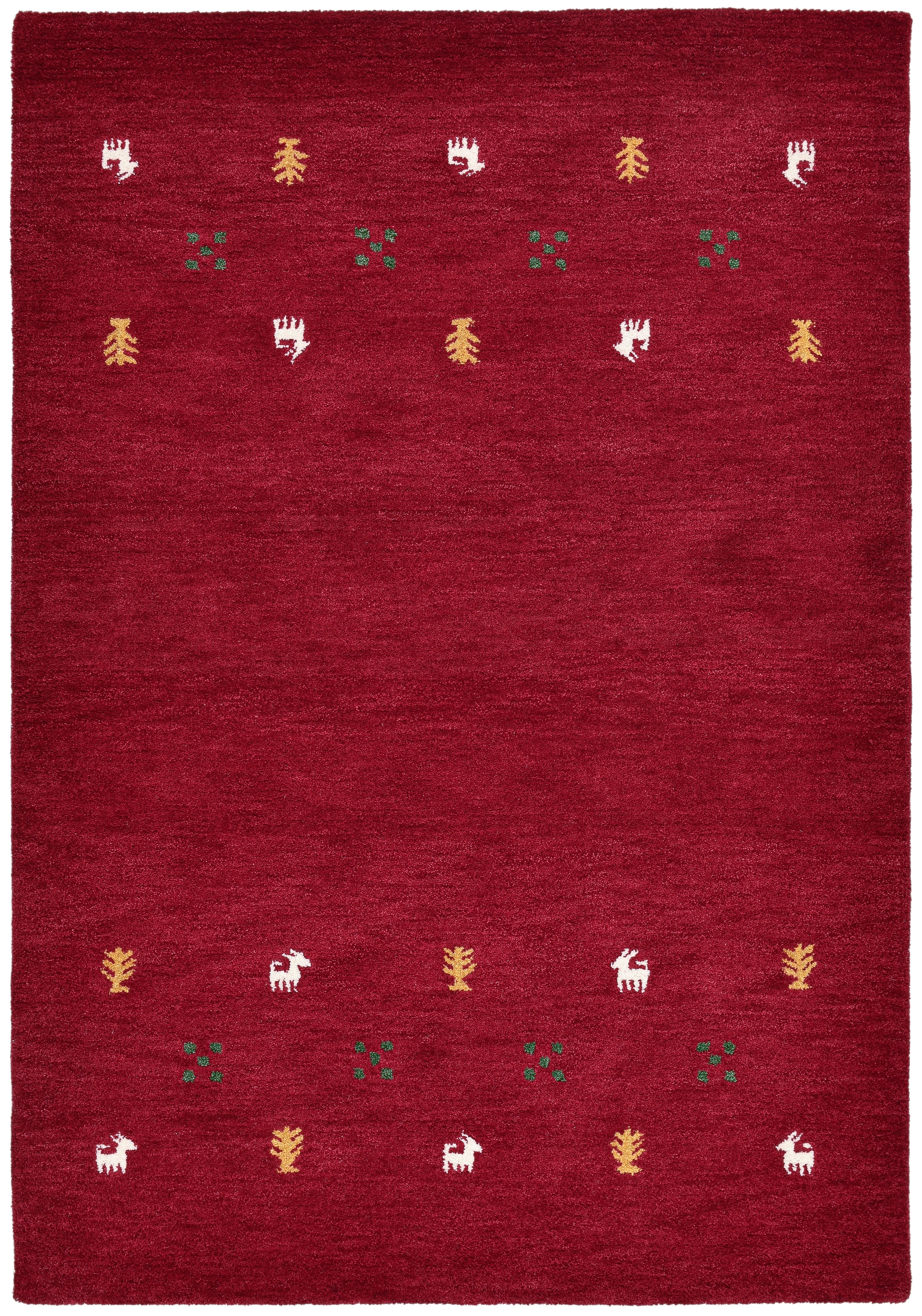 THEKO Wollteppich »Gabbeh Motiv, Handgefertigt, Teppich, Tiermotiv, reine Wolle« rechteckig 14 mm Höhe reine Wolle, Wohnzimmer, Schlafzimmer, Esszimmer