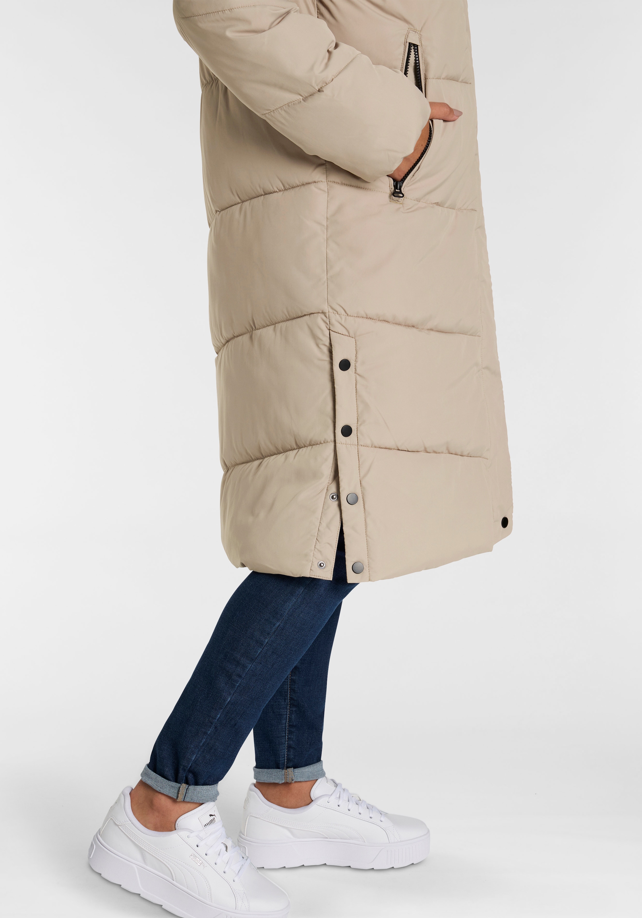 ONLY Steppmantel »ONLMEGAN LIFE LONG PUFFER COAT CS OTW« verdeckter Zipper, Reißverschlusstaschen, winddicht