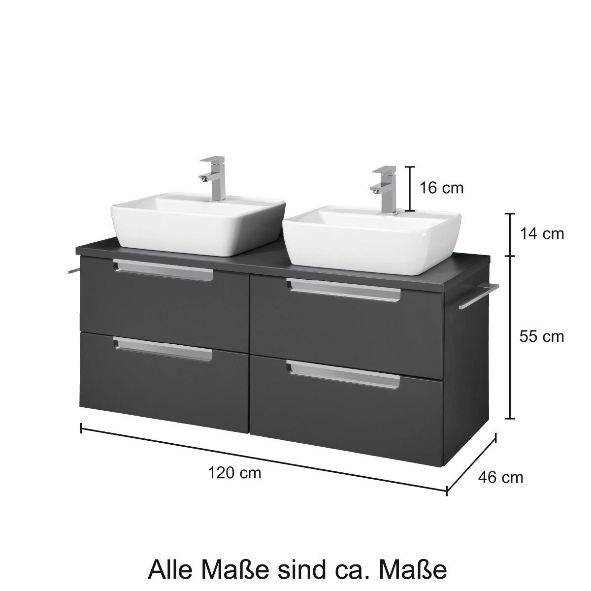 welltime Doppelwaschtisch »Malibu«, mit Soft-Close, Breite 120 cm