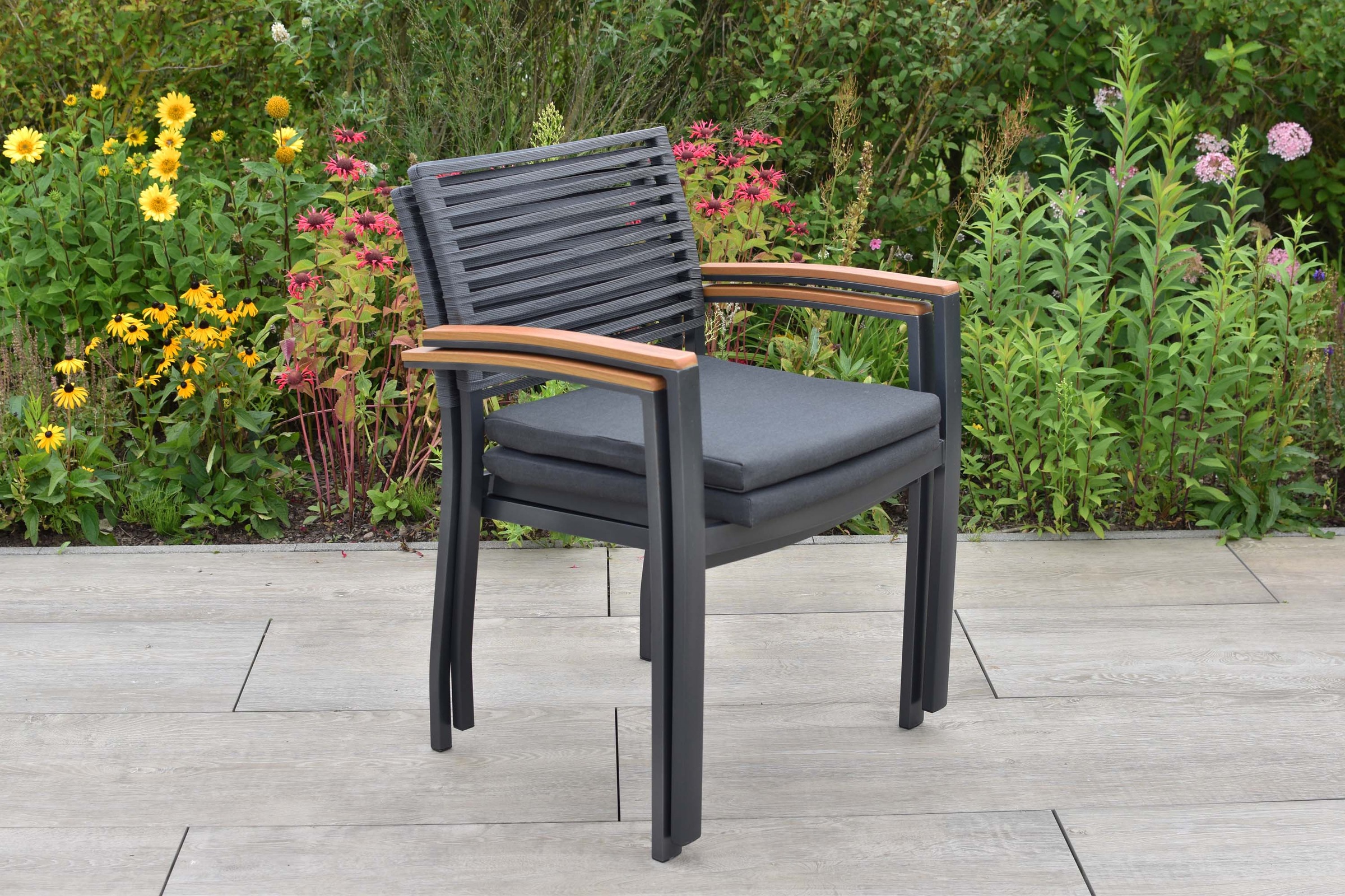 MERXX Gartensessel »Parella« Set, 2 Stk. tlg. Rückenfläche aus Ropebändern, Armlehnen aus Kunststoff