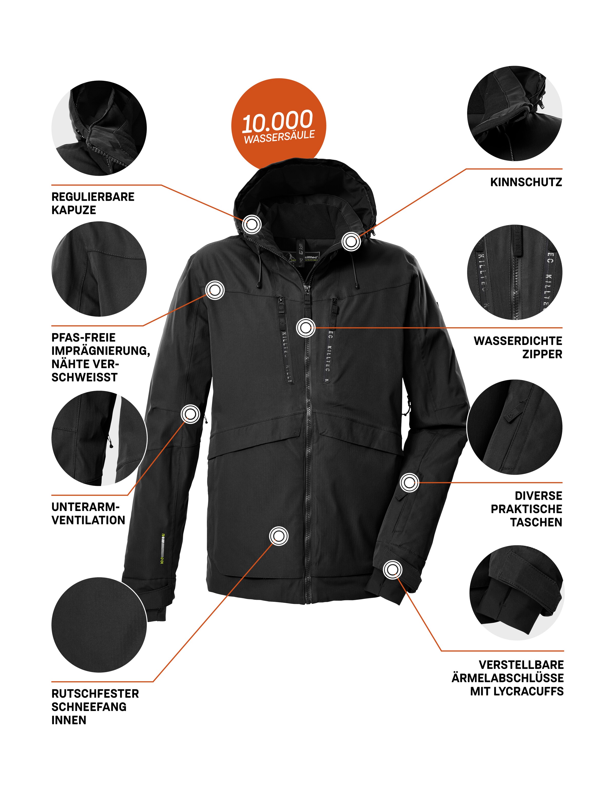 Killtec Skijacke »KSW 55 MN SKI JCKT« Wasserdichte, atmungsaktive Skijacke mit verschweißten Nähten