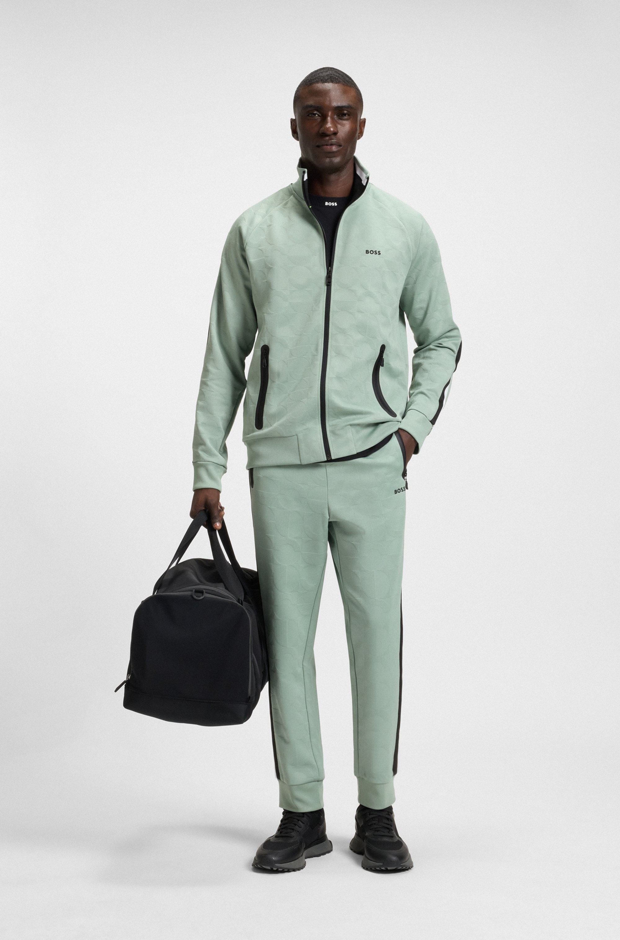 BOSS GREEN Sweatjacke »Skarley Strip«, mit dezentem Muster