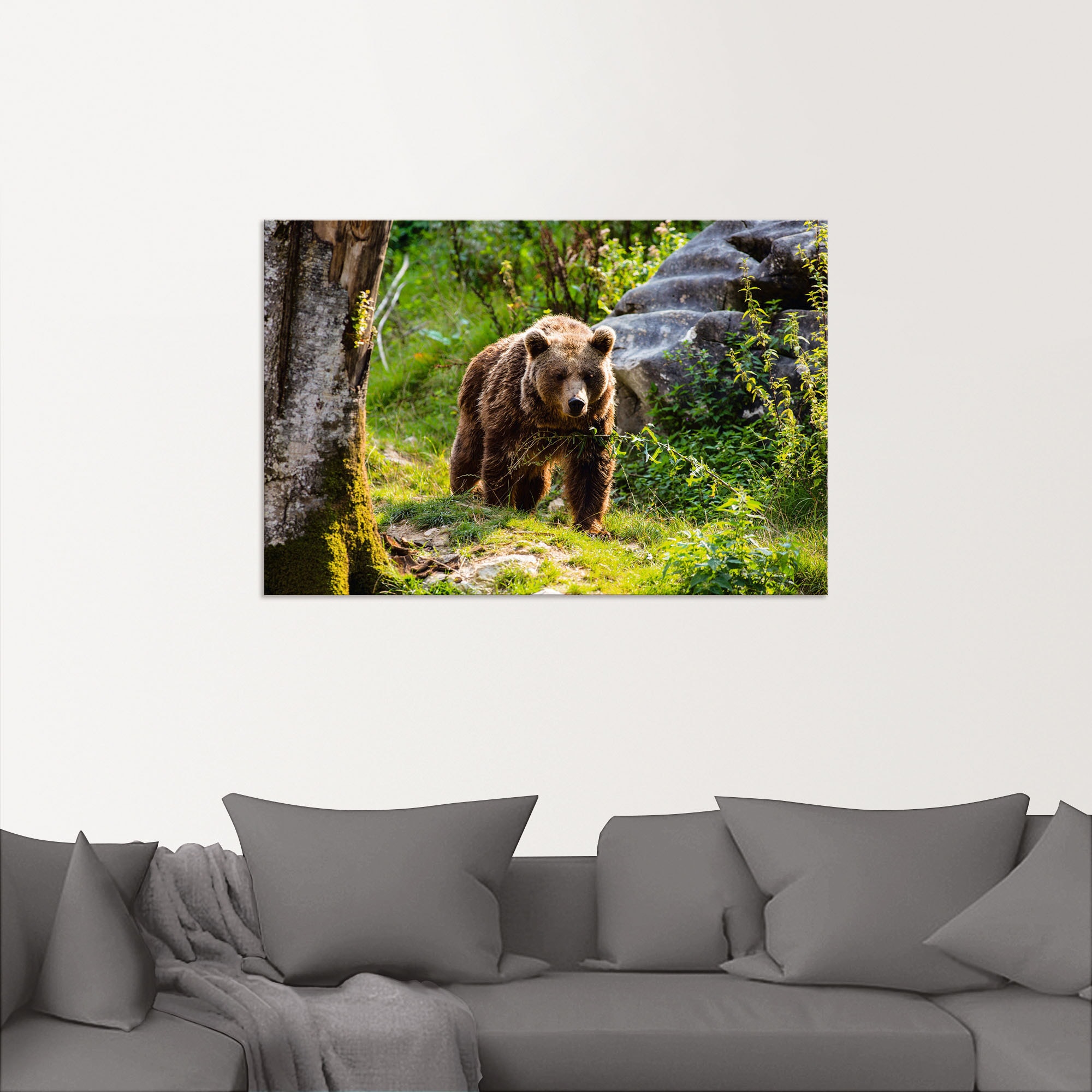 Artland Alu-Dibond-Druck »Braunbär auf Wanderung«, Bären, (1 St.), für Innen- und Außenbereich geeignet, Outdoorbild