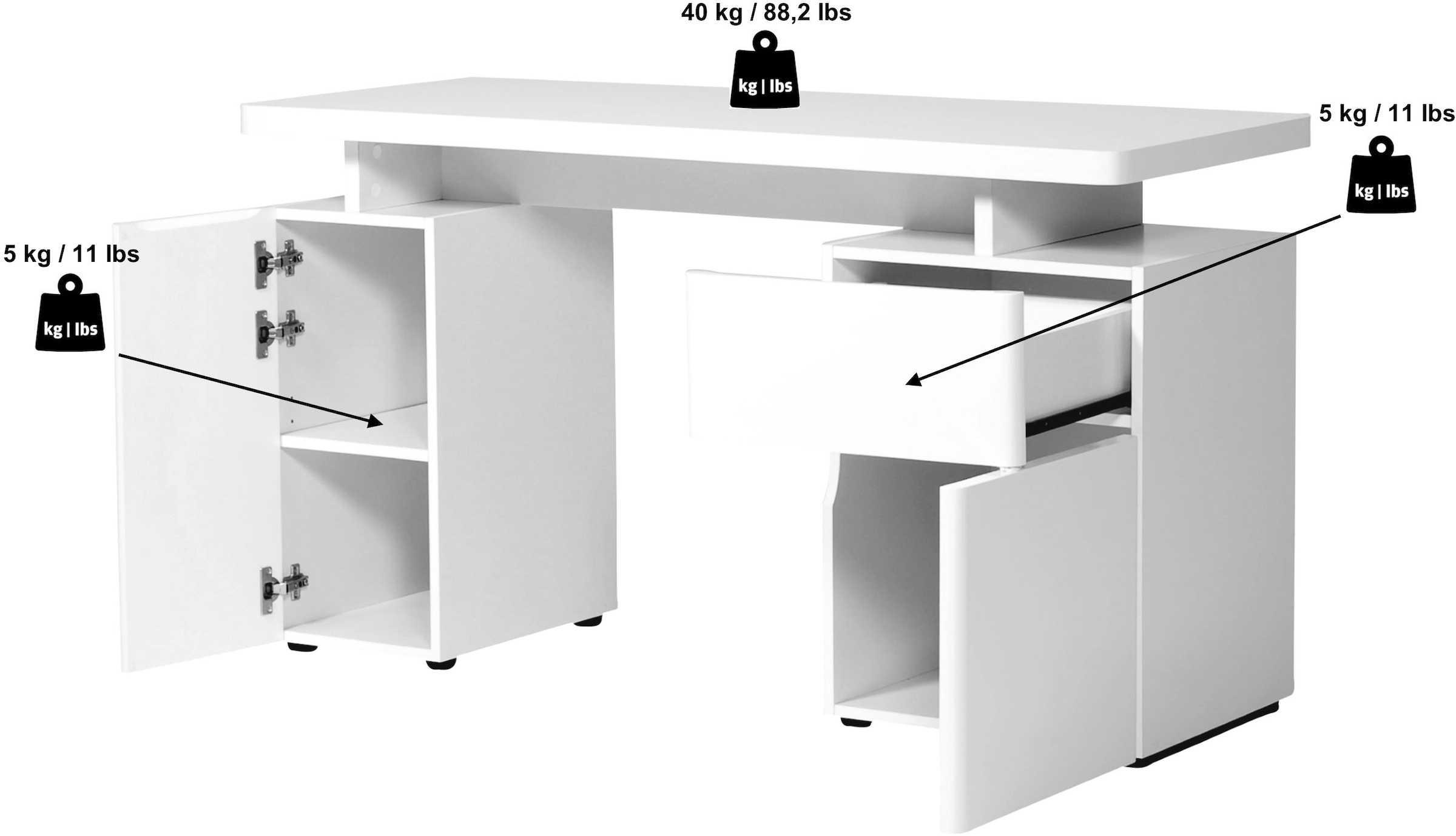 Jahnke Schreibtisch »CU-LIBRE 140« 1 Stk. tlg. platzsparender Arbeitsplatz, 1 Schublade und 2 Türen, 135 cm