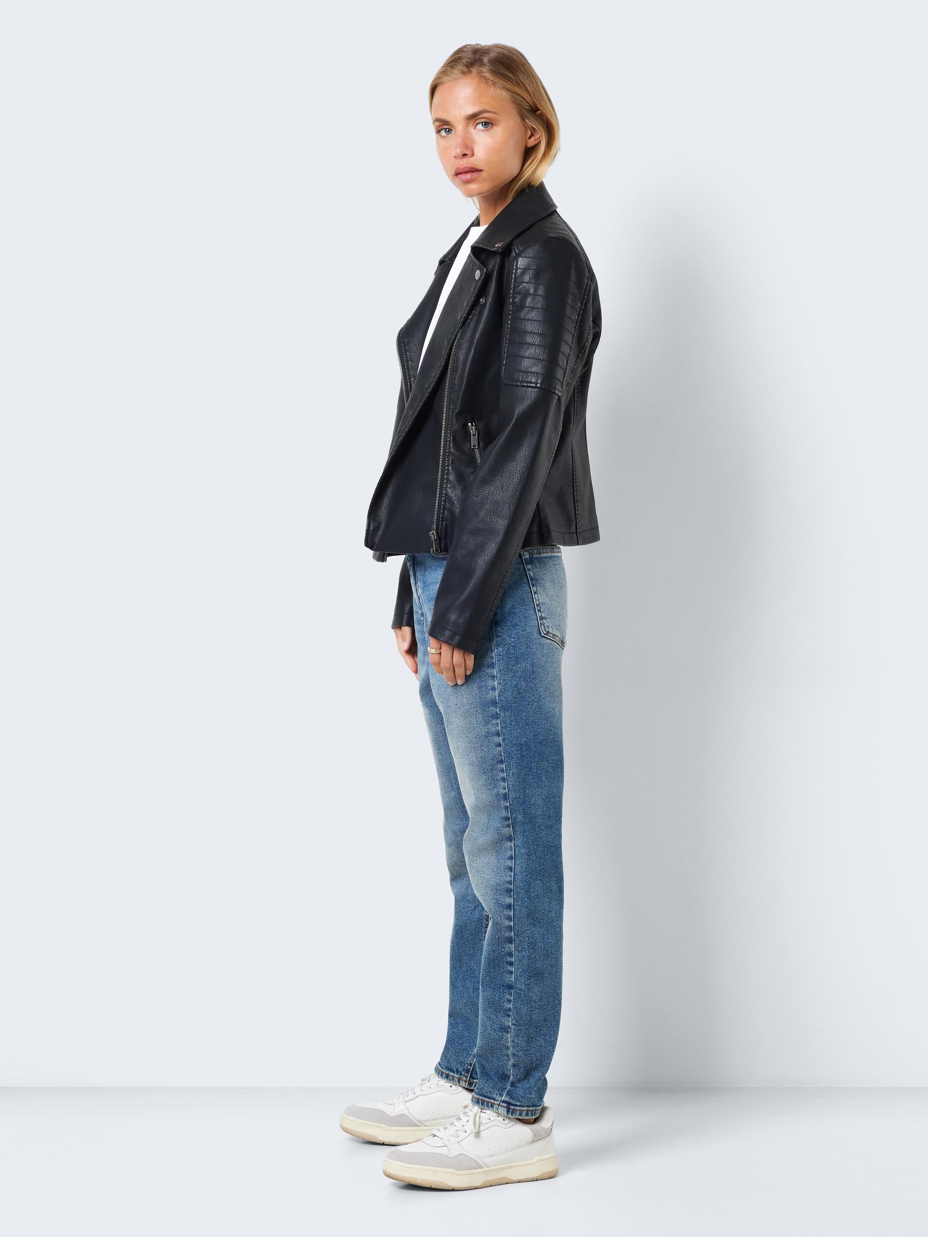 Noisy may Lederimitatjacke »NMREBEL L/S JACKET NOOS«, mit vielen Biker Details