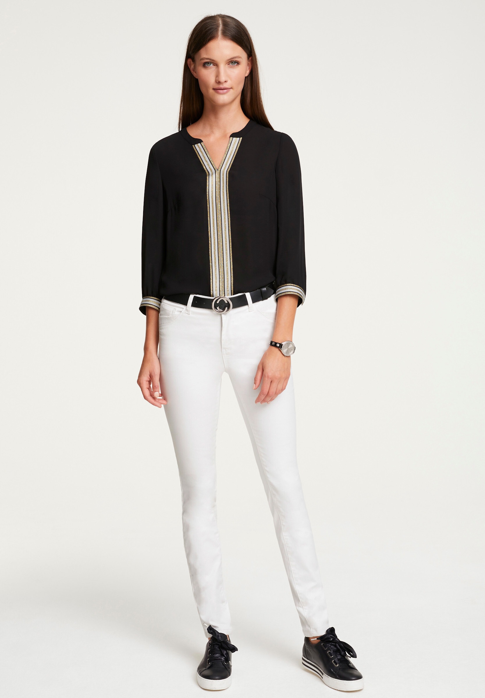 heine Schlupfbluse »Bluse Schlupf-Bluse mit Kontrastblenden«