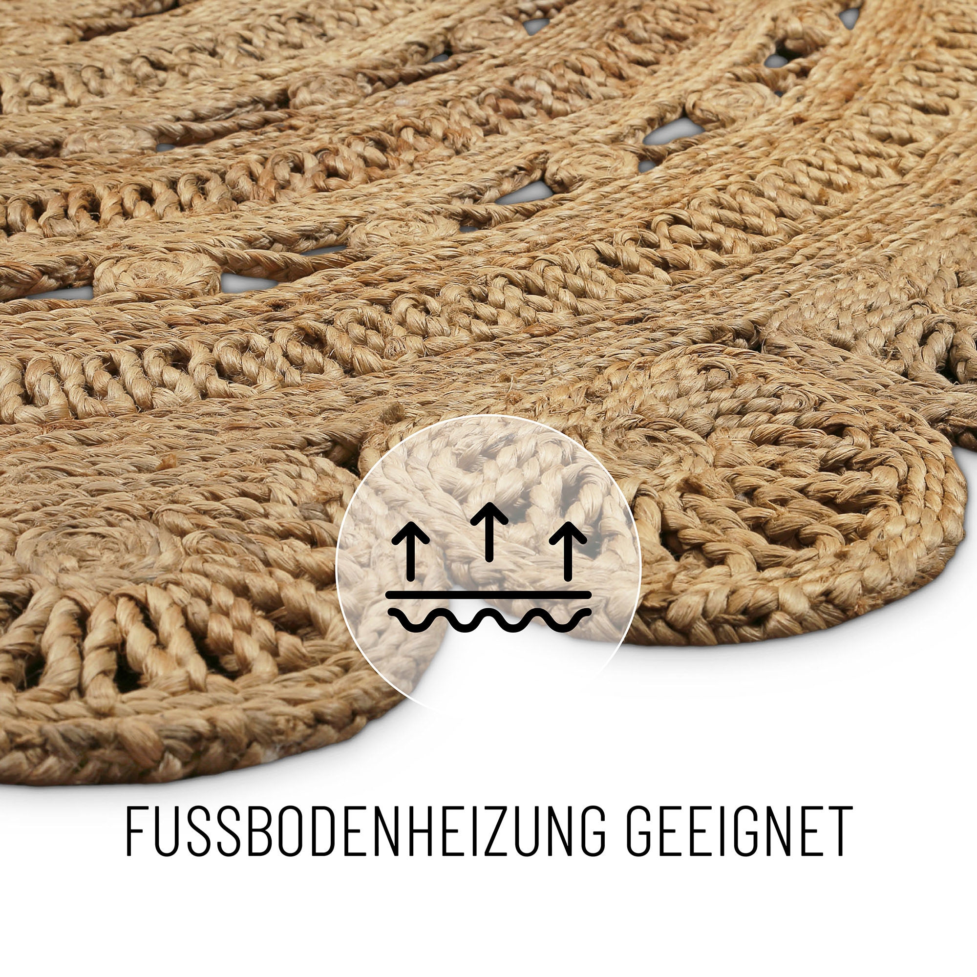 Green Looop Teppich »Bloom«, rund, 12 mm Höhe, Jute, handgewebt, robust, strapazierfähig, Natur, Wohnzimmer