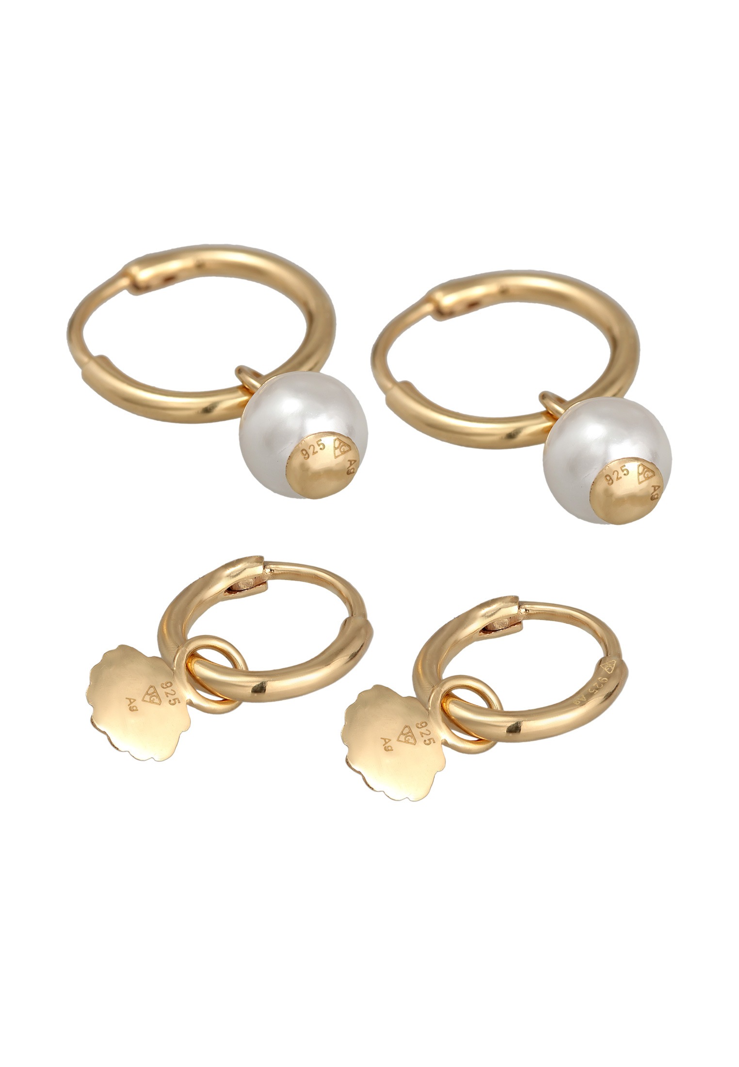 Elli Ohrstecker-Set »Ohrringe Creolen Set Muschelkernperle Muschel 925 Silber«