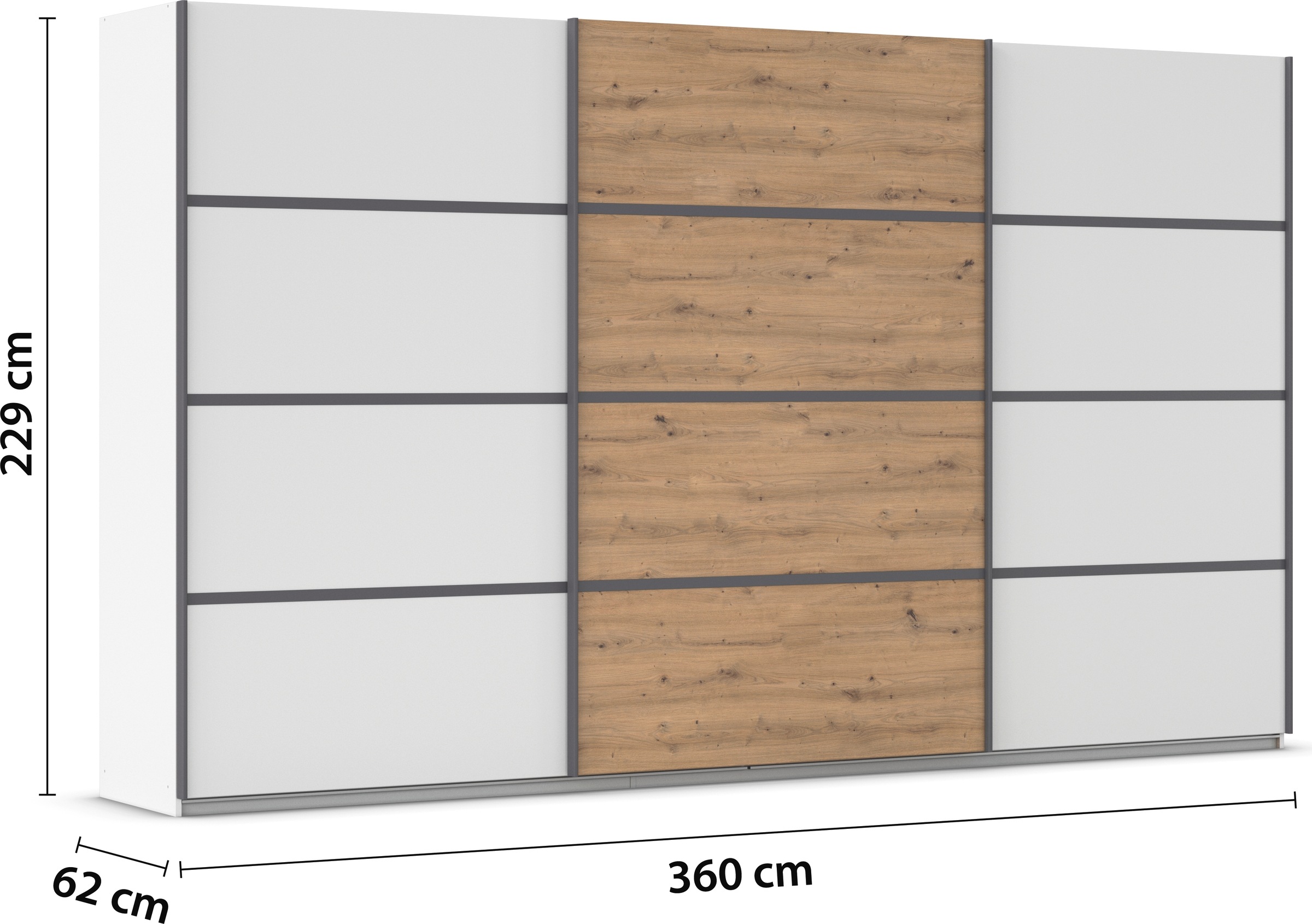 rauch Kleiderschrank »Schwebetürenschrank OTTO´s Choice Garderobe Schrank TOP ANGEBOT Avola«, (in 3 verschiedenen Ausstattungen BASIC/CLASSIC/PREMIUM), mit eleganten Zierleisten in Chrom, Schwarz oder Weiß MADE IN GERMANY