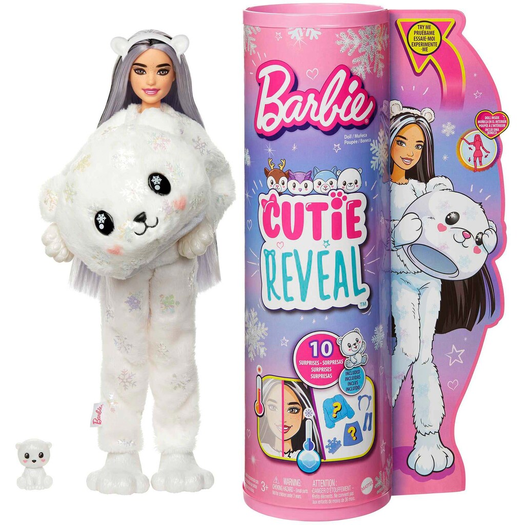 Barbie Anziehpuppe »Cutie Reveal Winter Sparkle Series, Polar Bear«, mit Farbwechselfunktion