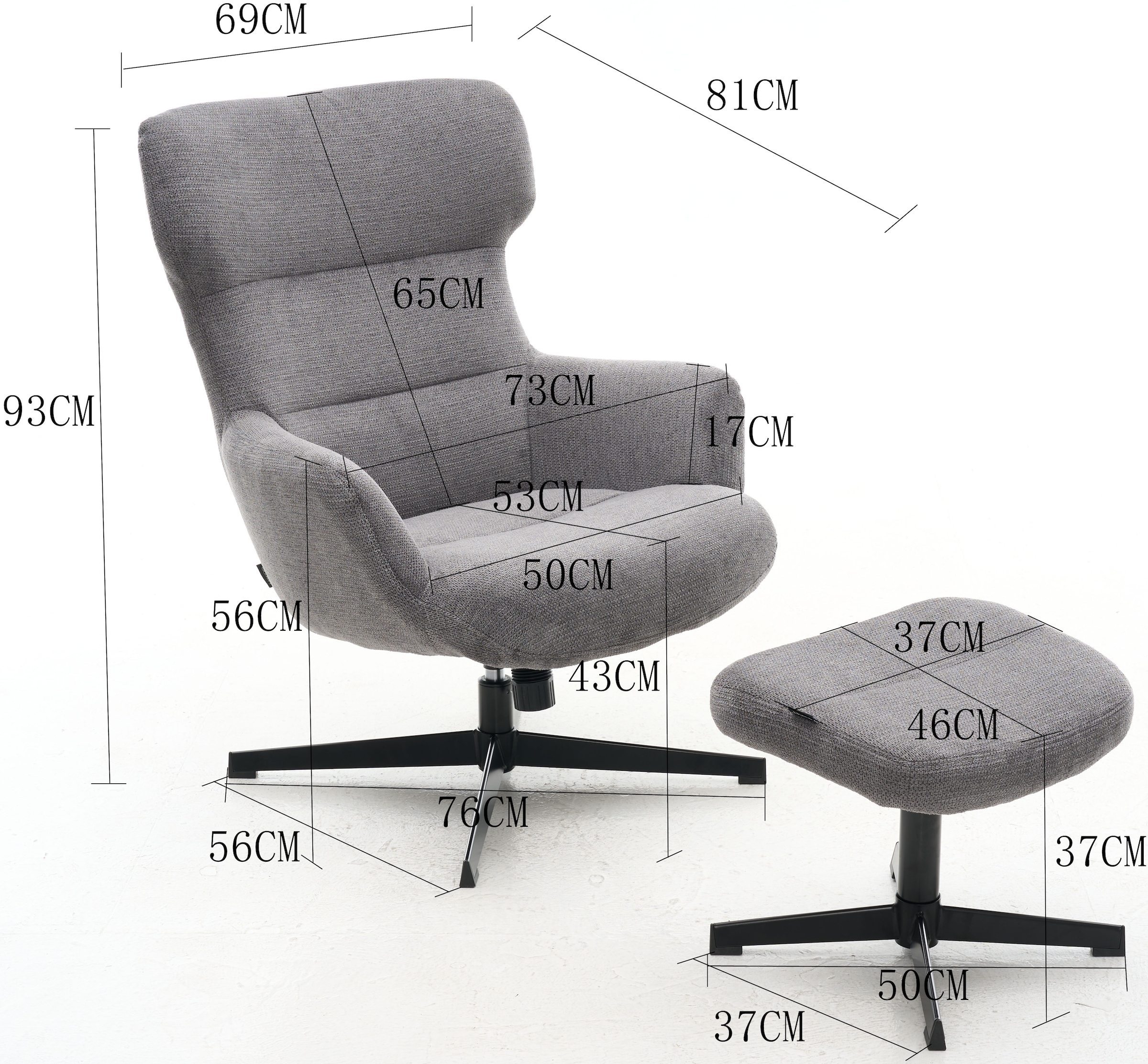 Home affaire Sessel »Clara Relaxsessel, TV-Sessel mit Hocker«, 360° Grad drehbar