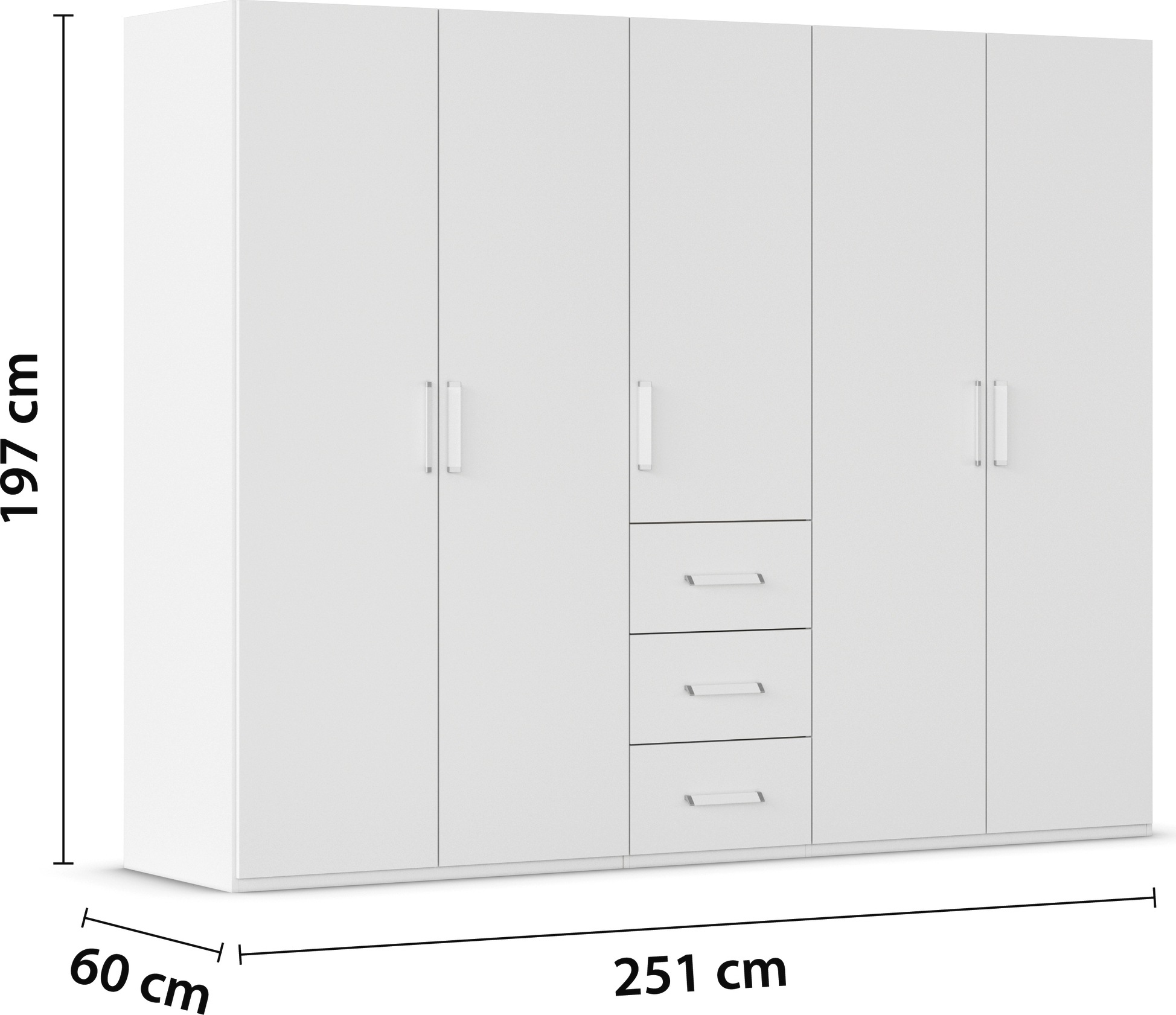 rauch Drehtürenschrank »Kleiderschrank Schrank Garderobe Schlafzimmerschrank EVELYN«, (in 2 Höhen 197 oder 210 cm erhältlich), in elegantem Stil mit Schubladen 3 Breiten und 2 Höhen MADE IN GERMANY