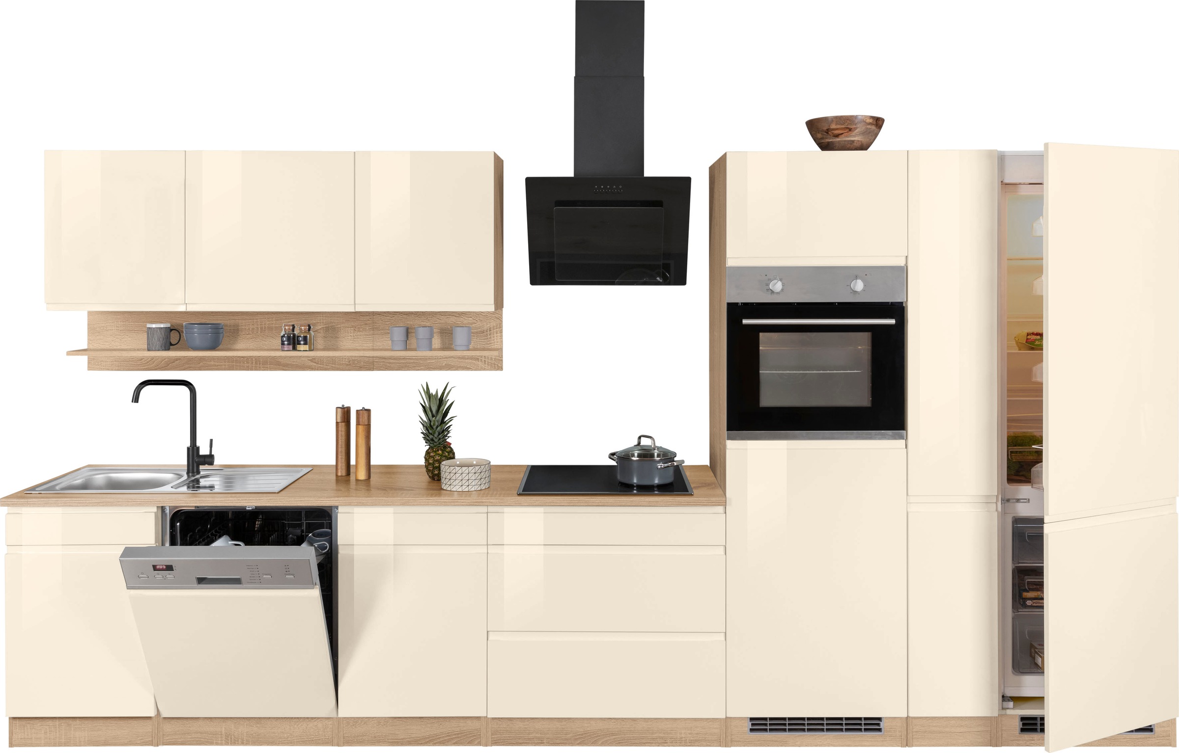 KOCHSTATION Küchenzeile »KS-Virginia« Breite 390 cm, ohne E-Geräte