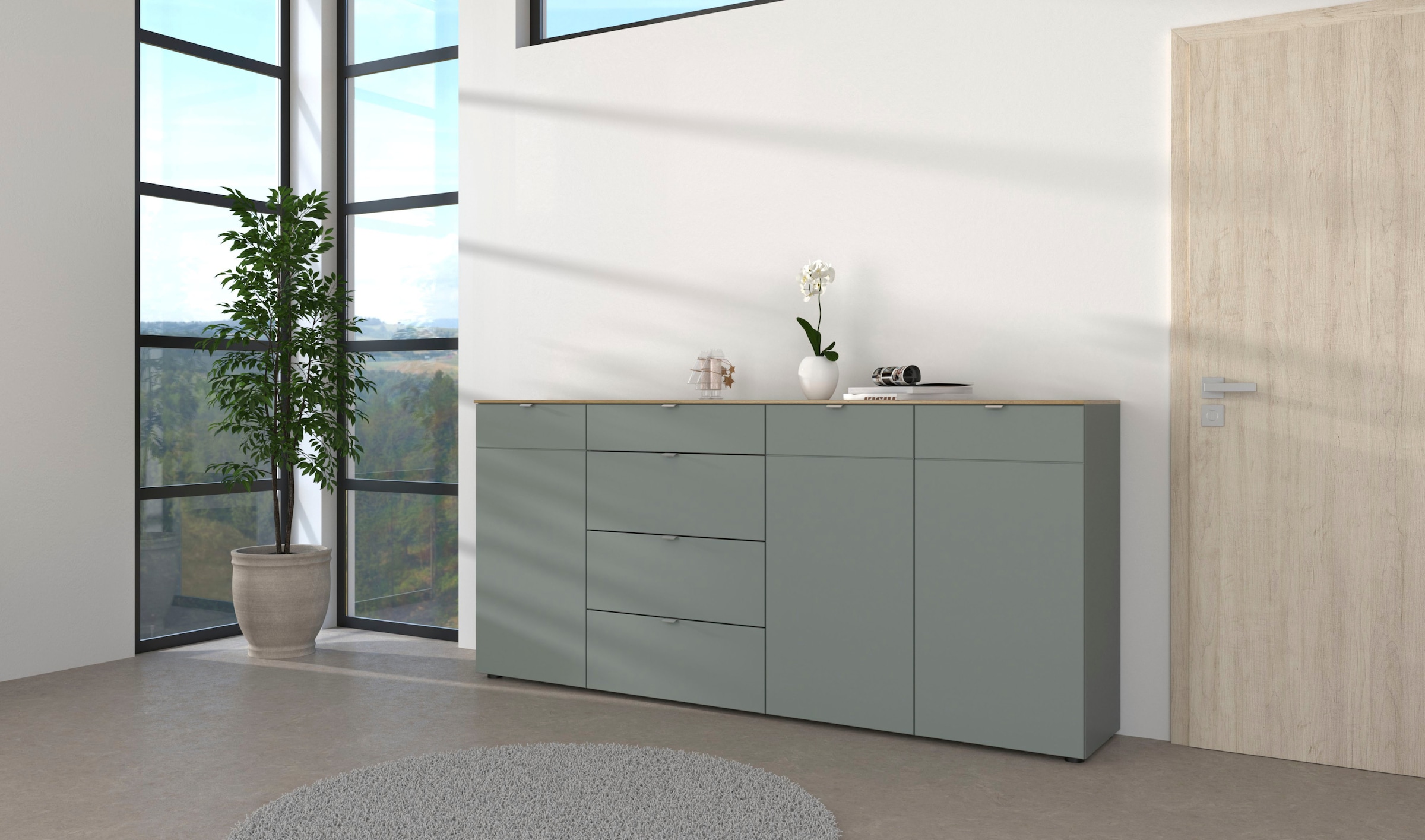 Innostyle Kommode »BARI Kommode, BxHxT 202x101x41 cm« 1 Stk. tlg. 3 türig, 4 Schubladen, Fuß-Set bestellbar, Soft-Close