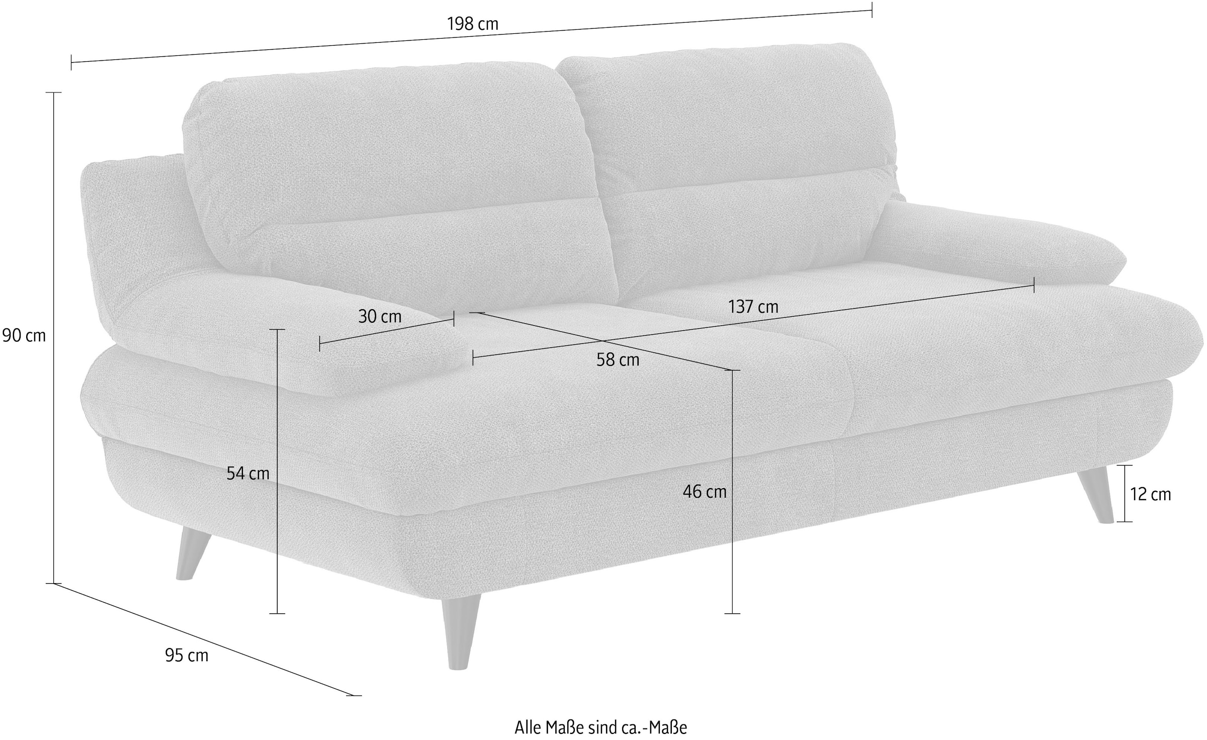 COTTA 2,5-Sitzer »Pike, B: 198 cm« mit Metallfüße, wahlweise auch in Echtleder