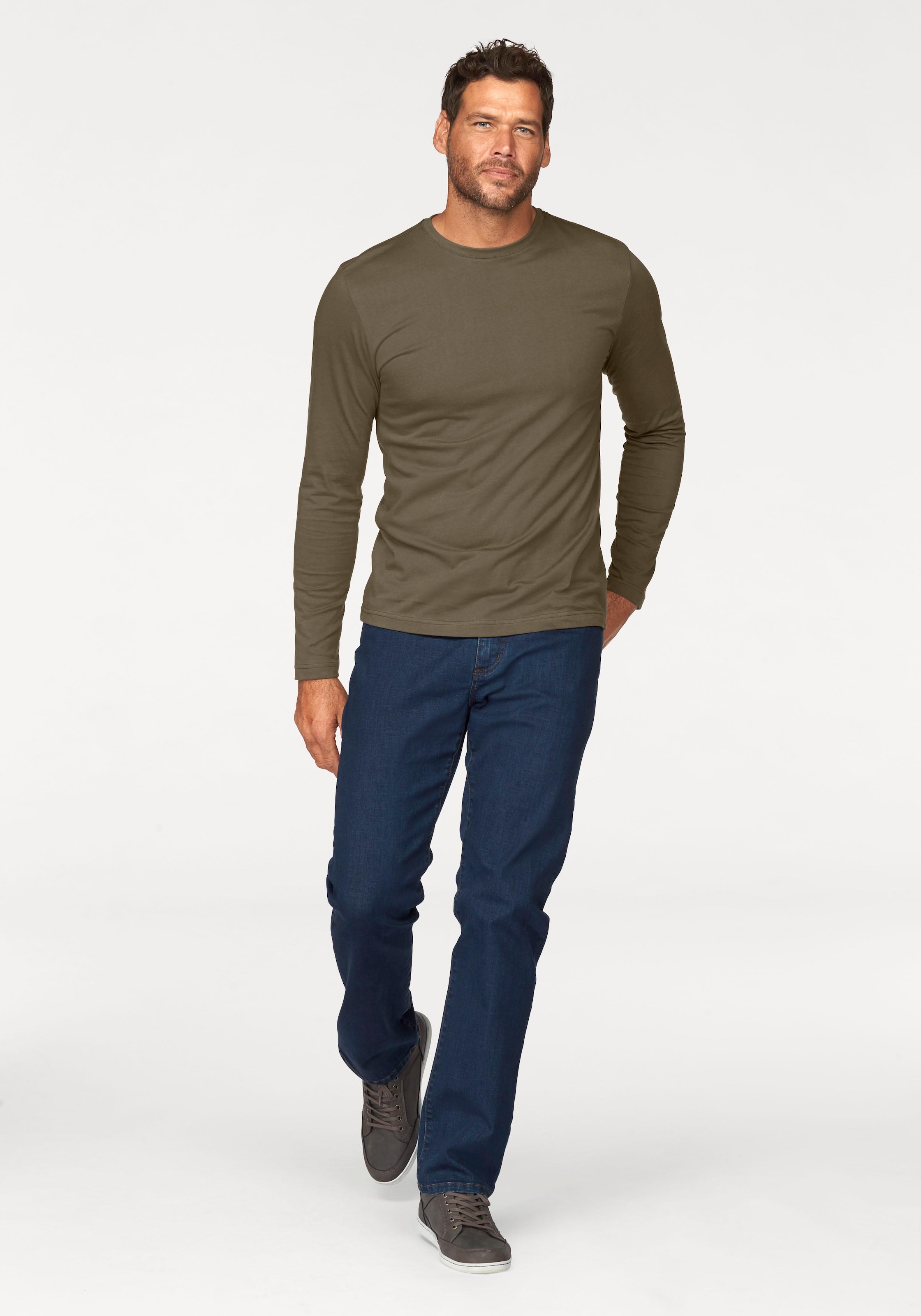 Man's World Langarmshirt »neue Farbe !«, (3er-Pack), Langarm, unifarben, aus Baumwolle, im 3er-Pack