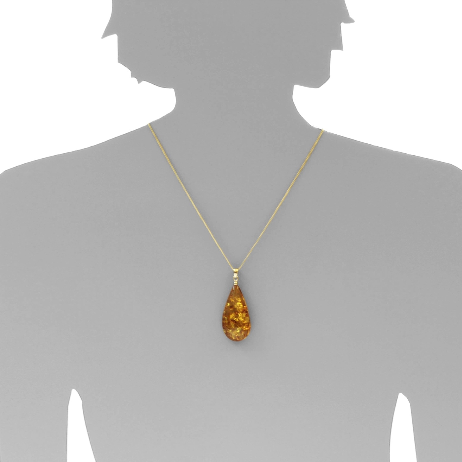 OSTSEE-SCHMUCK Kette und Anhänger Set »- Tropfen ca. 42 mm lang - Gold 333/000 - Bernstein«