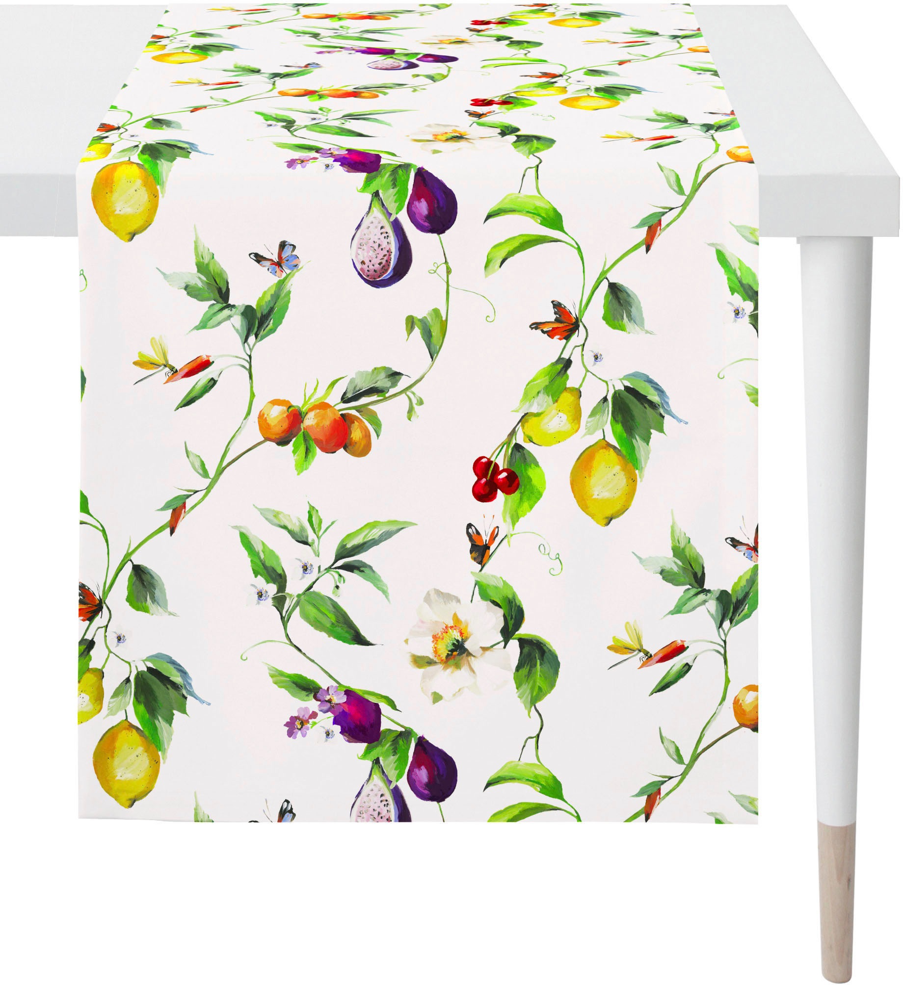 APELT Tischläufer "6851 SUMMERTIME, Sommerdeko, Sommer" mit Blüten und Früchten, Digitaldruck