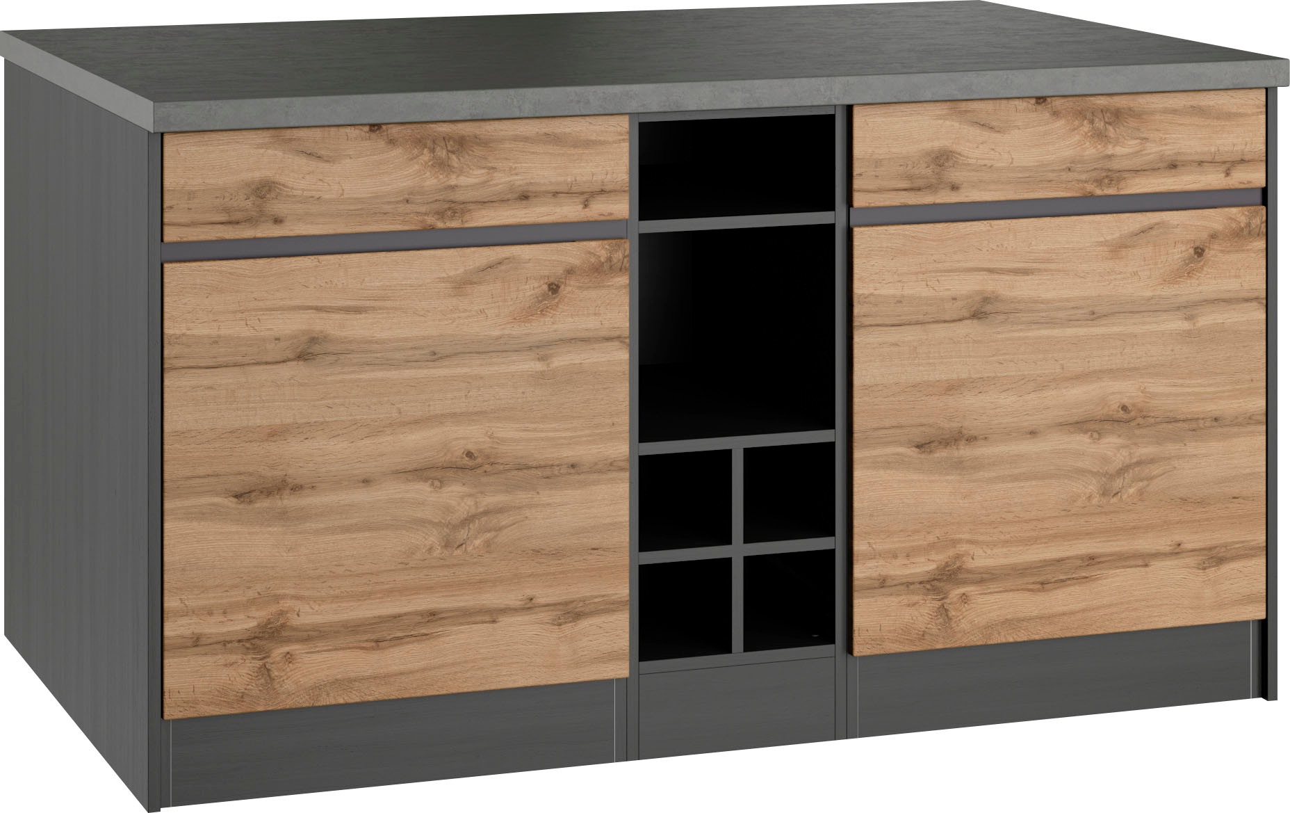 KOCHSTATION Kochinsel »KS-Riesa«, Breite 153 cm, Tiefe 100 cm, MDF-Fronten