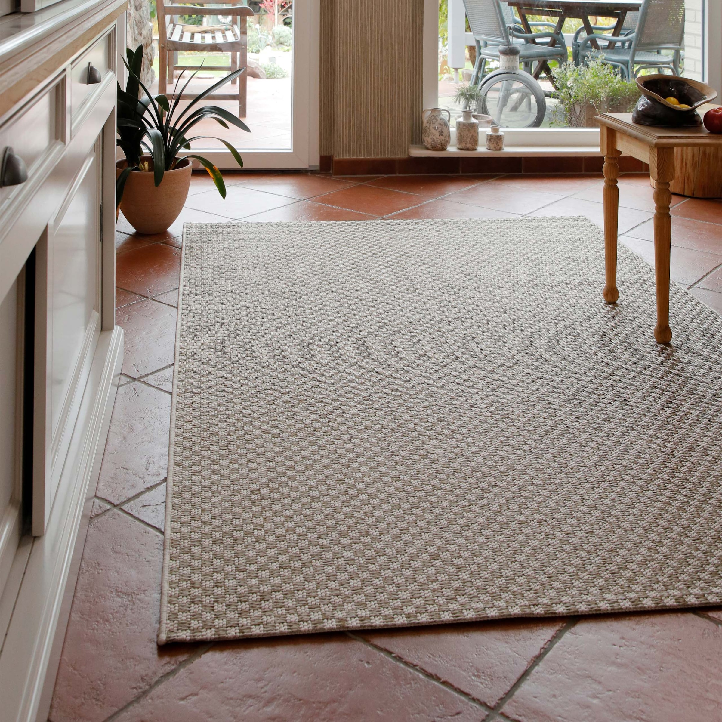 Wecon home Teppich »Miami South Beach« rechteckig 5 mm Höhe In- & Outdoor Teppich, wetterfest, kariert, Balkon, pflegeleicht