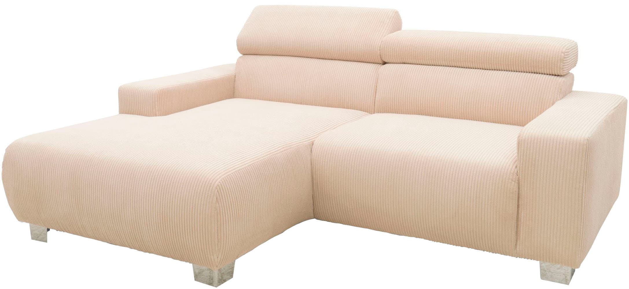 DOMO collection Ecksofa »100030 inkl. Kopfteilverstellung, guter Sitzkomfort, Cordbezug, L-Form« mit komfortabler Wellenunterfederung, ideal für kleine Räume