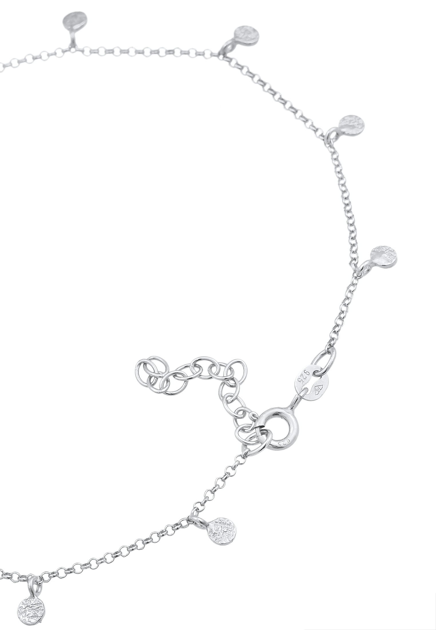 Elli Fußkette »Fußschmuck Plättchen Organic Look 925 Silber«