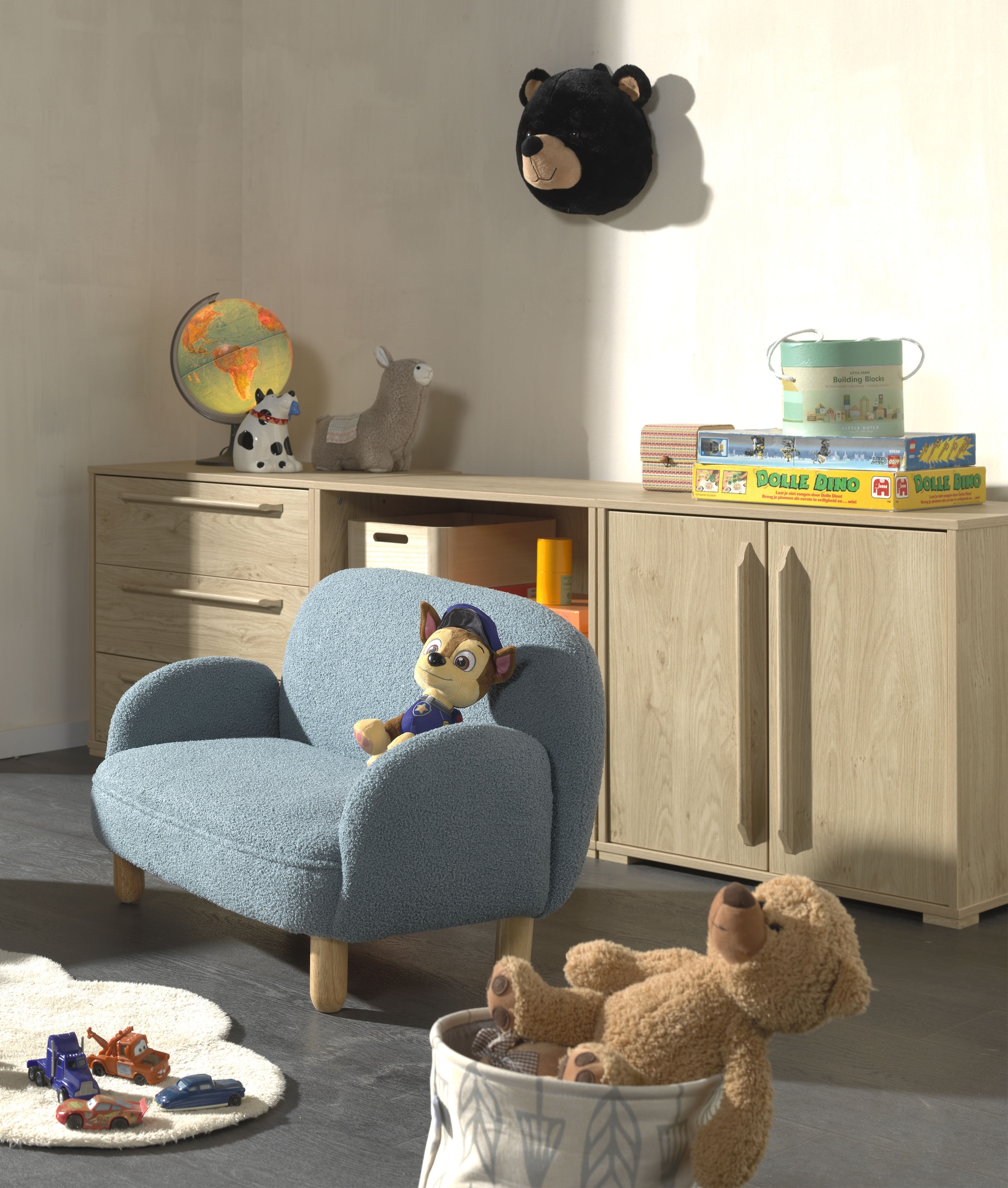 Vipack 1,5-Sitzer »für Kinder in verspielter Optik, ein Highlight für das Kinderzimmer« Bezug flauschiger Bouclé Stoff, zwei Farben zur Wahl