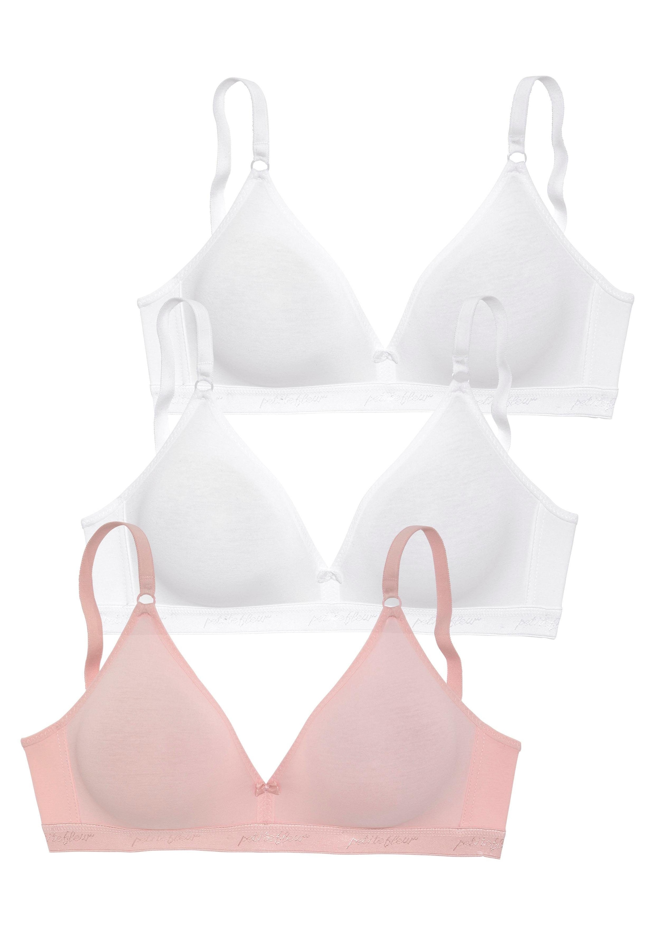 petite fleur Bralette-BH, (Packung, 3 Stück), ohne Bügel im Triangel-Schnitt aus Baumwolle