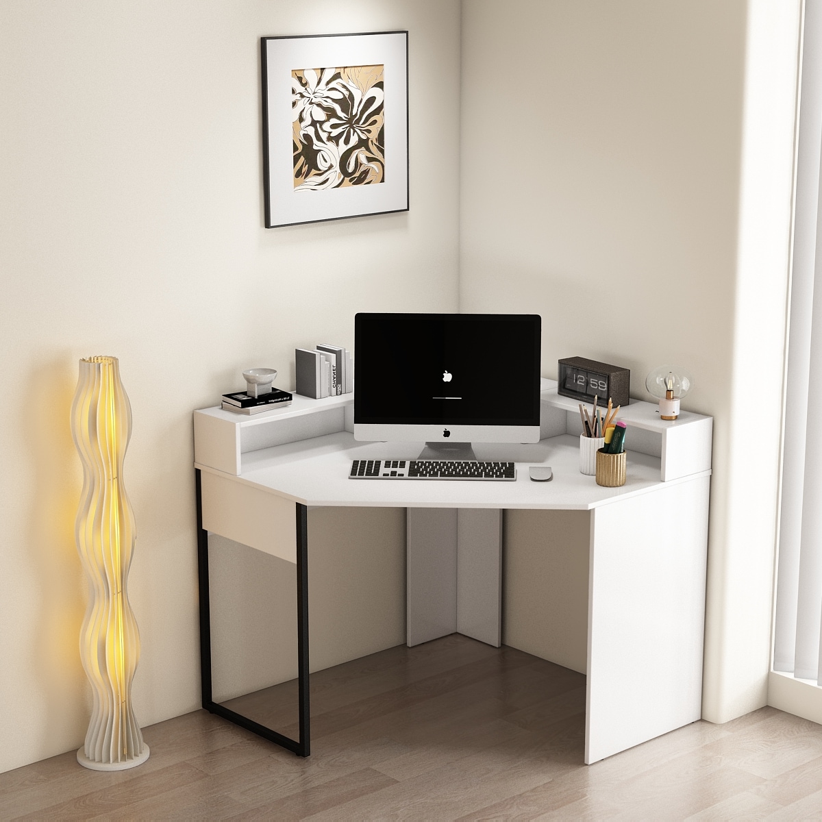 OTTO home Eckschreibtisch »Moid«, mit Schreibtischaufsatz, modernes Design, B. 100 cm