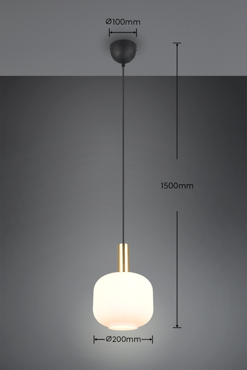 TRIO Leuchten Pendelleuchte »DIVA, E27 Hängelampe 1-flammig mit Glasschirm, exkl 1xE27 max 10W« E27 1 Stk. warmweiß - kaltweiß höhenverstellbar bis max 150cm, Ø 20cm, Hängeleuchte Wohnzimmer Küche