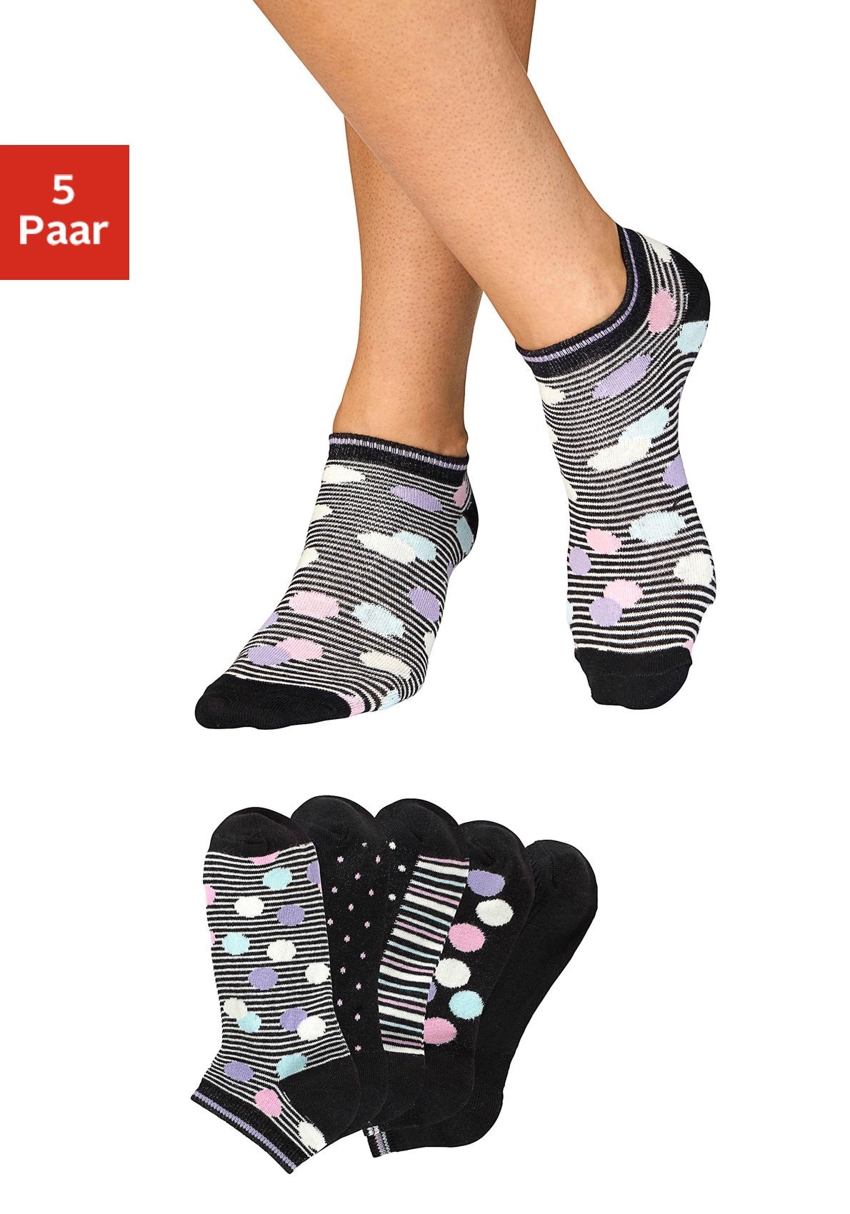 Bench. Sneakersocken Packung, 5 Stk. tlg. gestreift und gepunktet