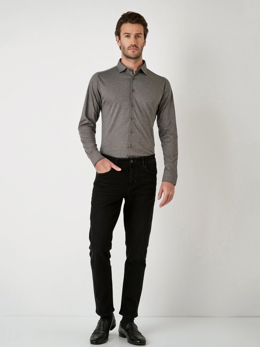 DESOTO Langarmhemd »Jerseyhemd Casual Kent« Mit Rundhalsausschnitt