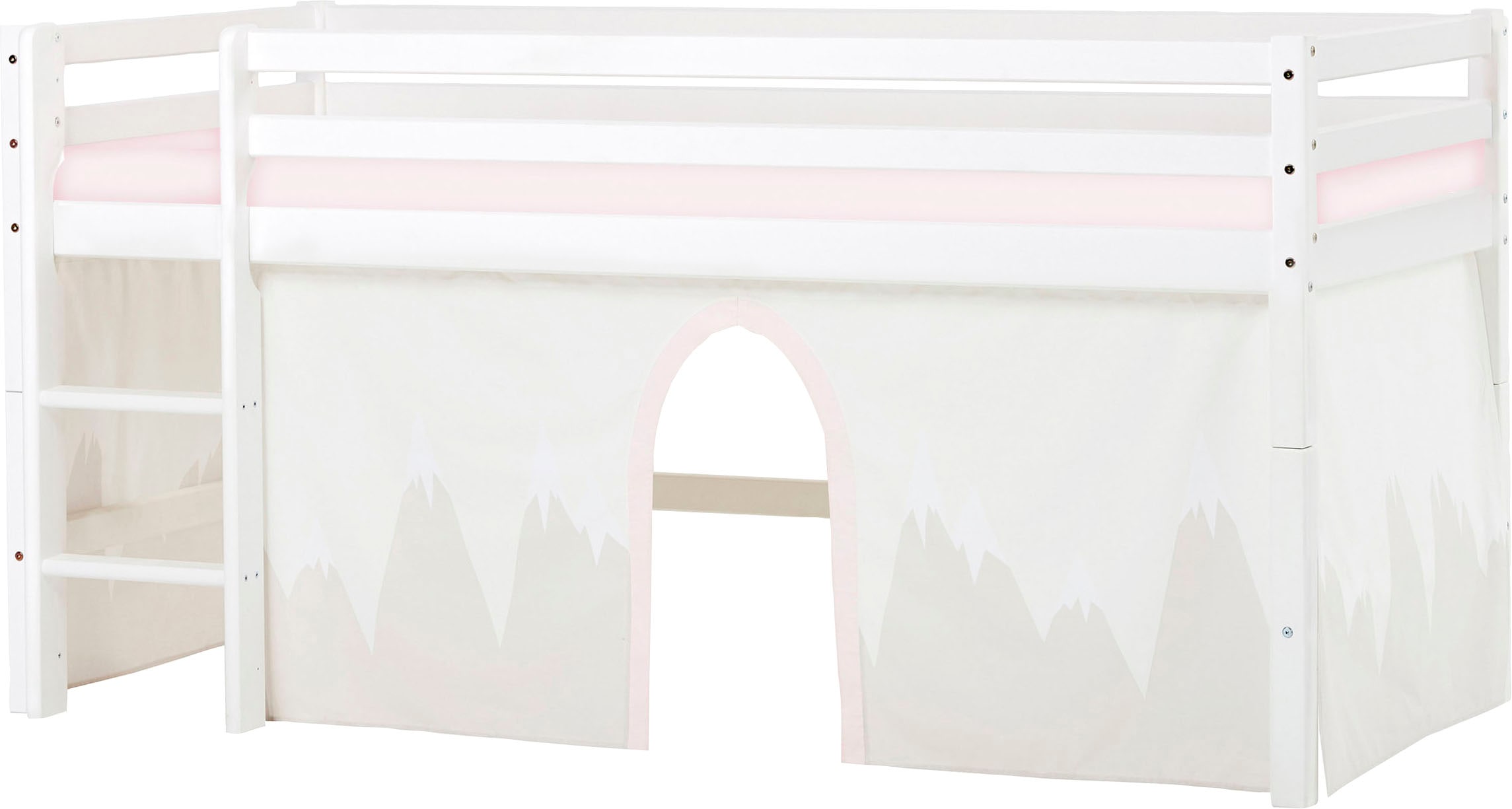 Hoppekids Hochbett »«Winter Wonderland»«, (Set), 90x200, umbaubar mit Vorhang-Set Winter
