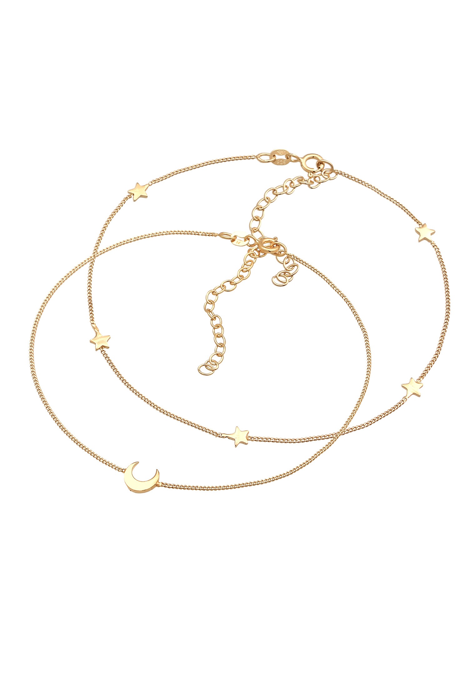 Elli Fußketten Set »Fußschmuck Stern Halbmond Astro Duo Set 925 Silber«