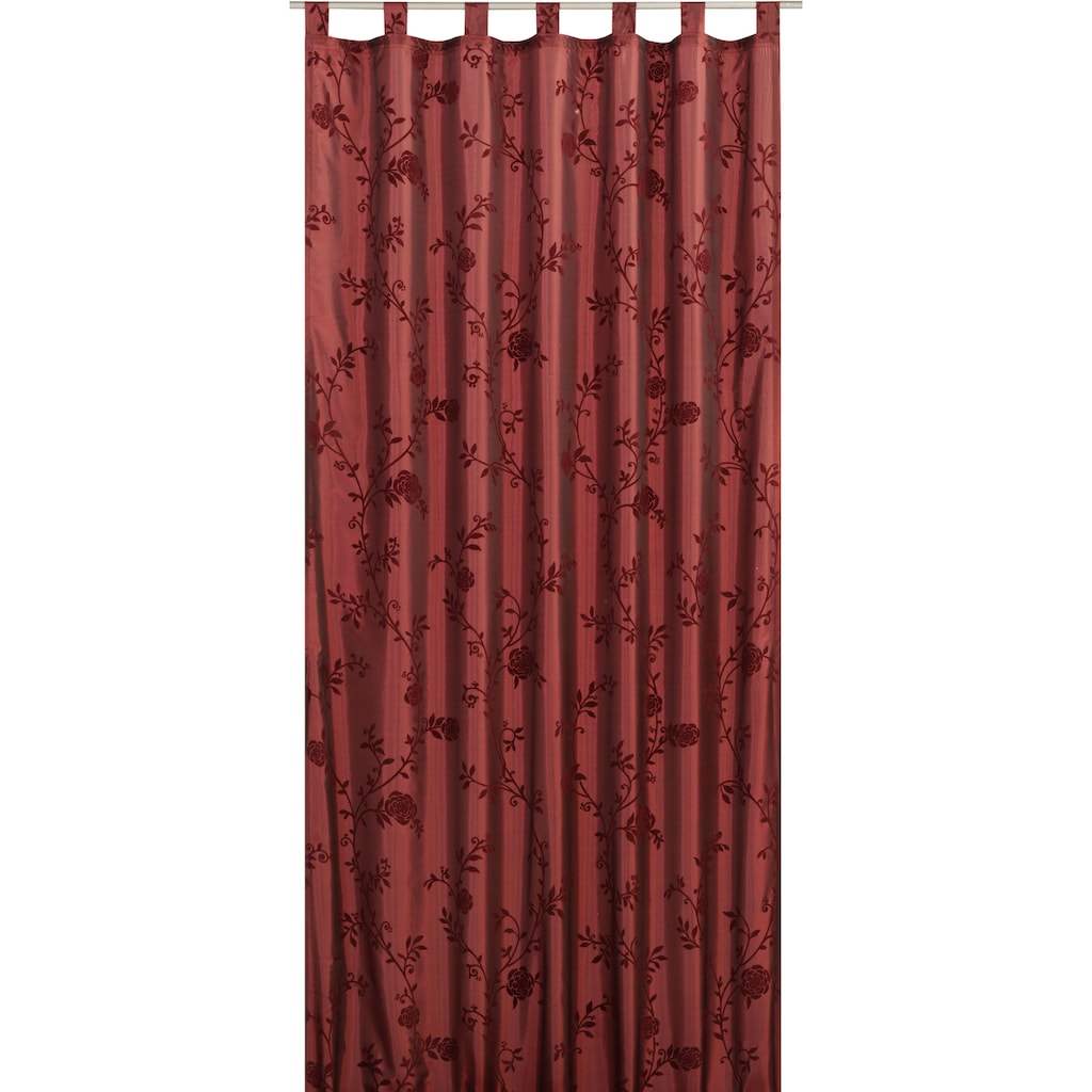 ELBERSDRUCKE Gardine »Bonjour Taft 14 bordeaux«, (1 St.), Schlaufenschal blickdicht mit Kräuselband für Wohnzimmer, Schlafzimmer, Küche, Flur, 255x140 cm