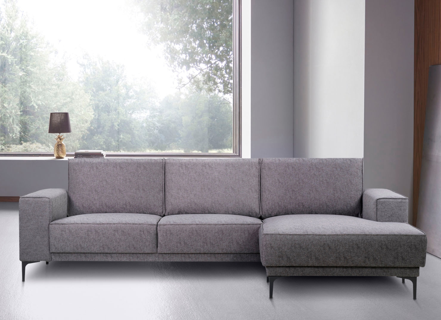 Places of Style Ecksofa »Polsterecke Oland, Struktur, Flachgewebe, Luxus-Microfaser, Boucle«, L-Form, 280 cm, Wellenunterfederung, Skandi-Design, Metallfüße
