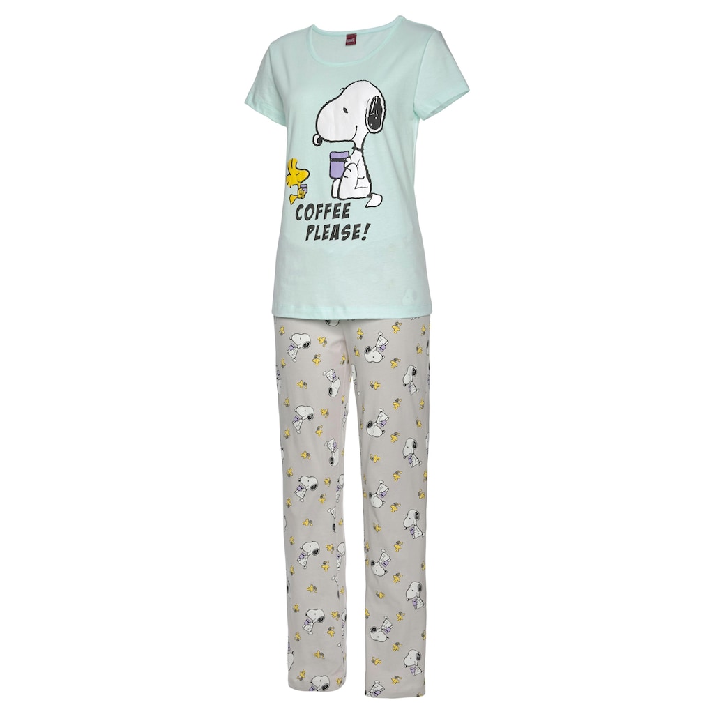 Peanuts Pyjama (2 tlg. 1 Stück) mit Snoopy und Woodstock Druck BA9179