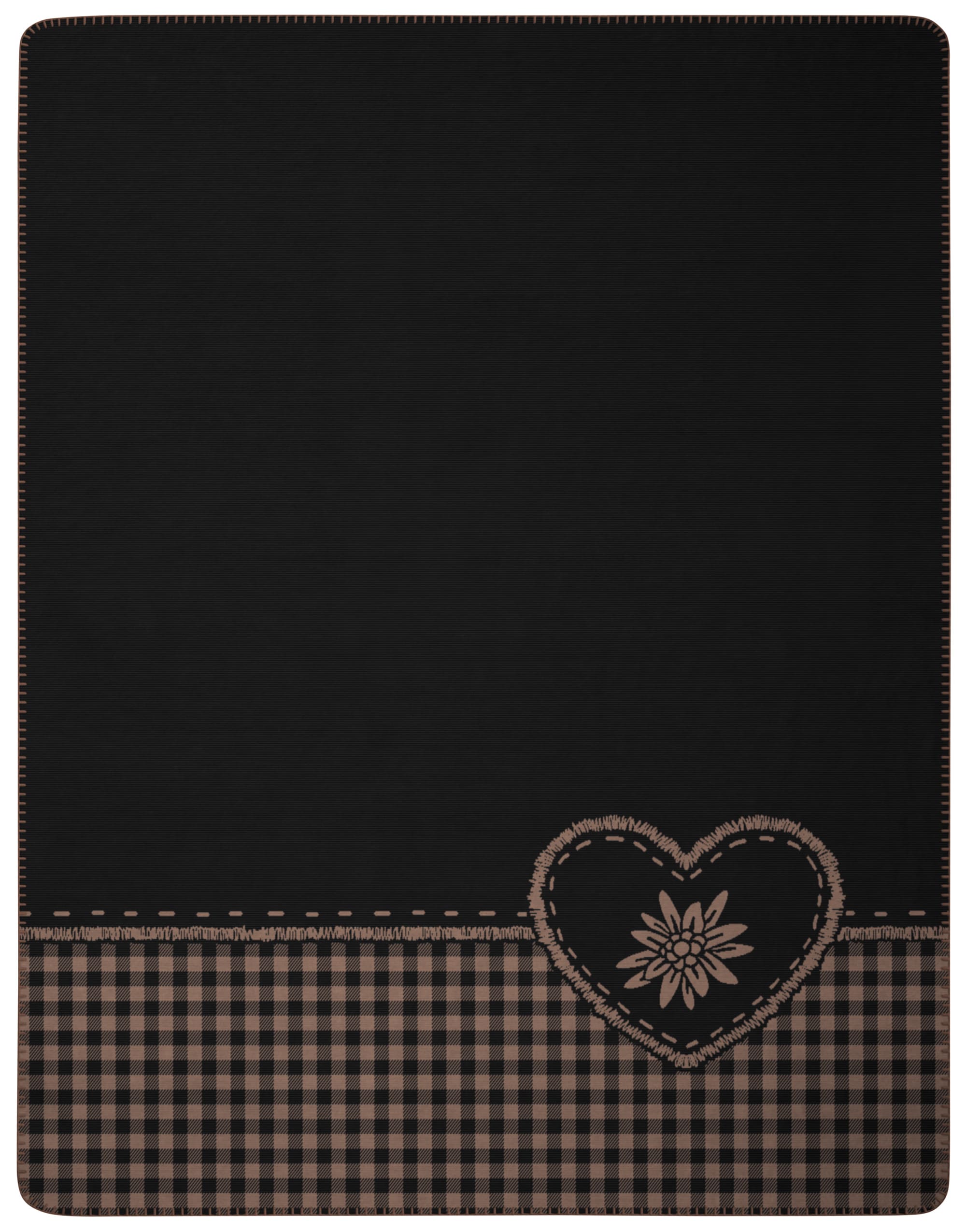 Biederlack Wohndecke »Alp Charm« Herzmotiv mit Enzianblüte mit klassischem Karo