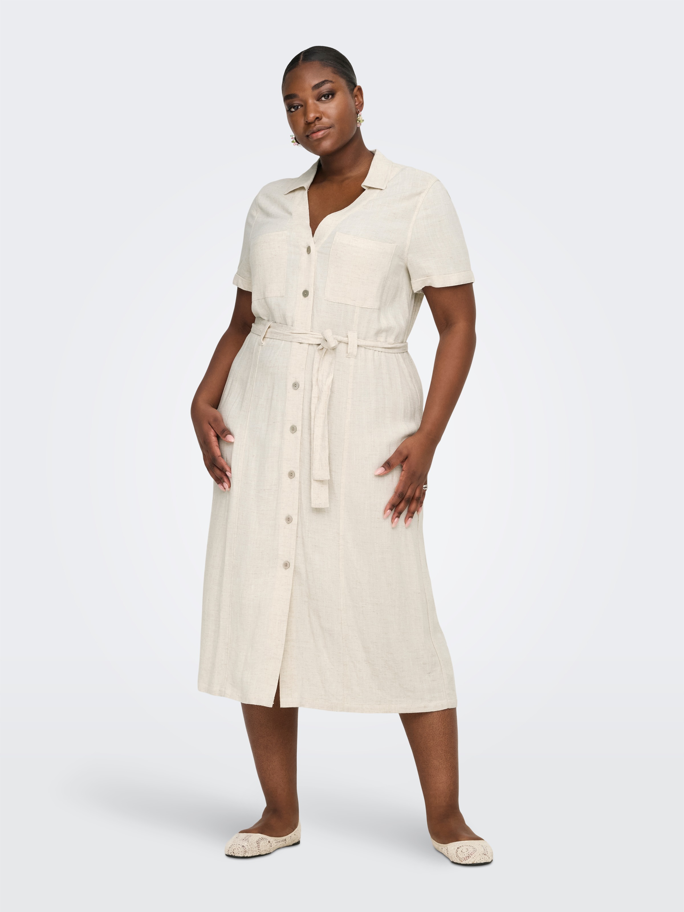 ONLY CARMAKOMA Blusenkleid »CARSIESTA SS LIN BL SHIRT DRESS PNT NOOS«