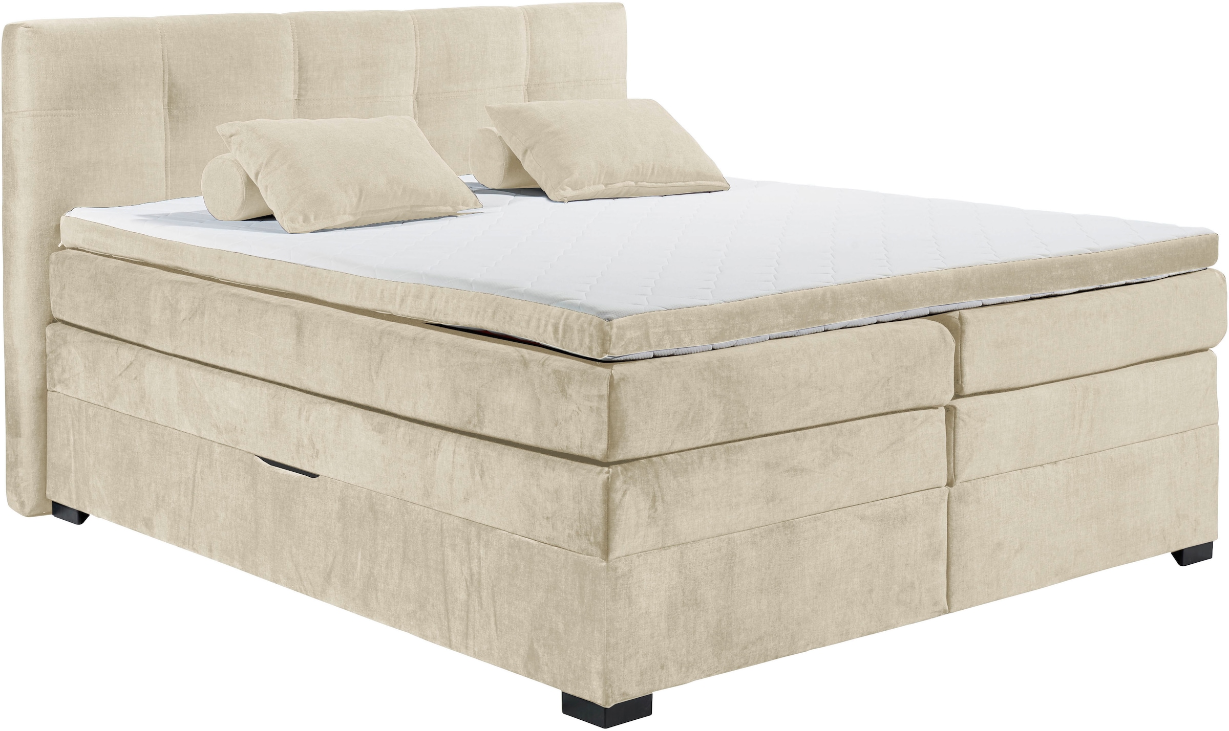 ED EXCITING DESIGN Boxspringbett »Fanes mit Komforteinstiegshöhe von 73cm« erhältlich in 180x200cm, inkl. Bettkasten und 7cm Visco-Topper