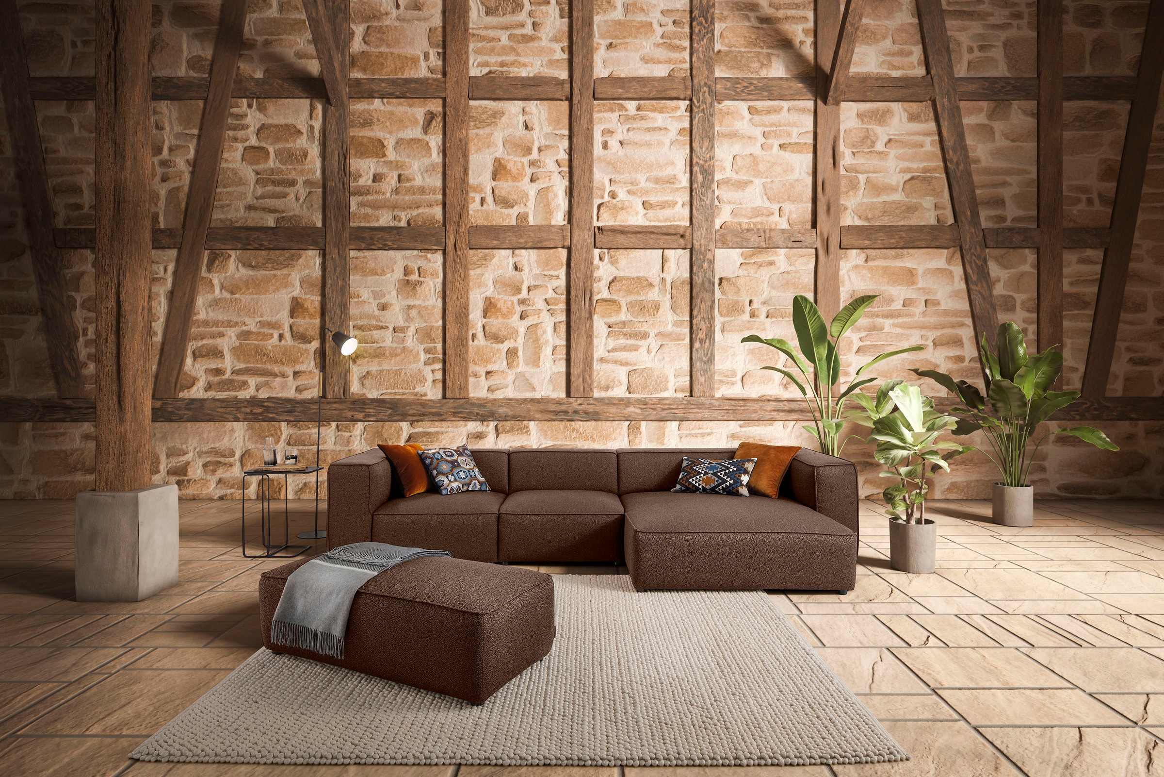 W.SCHILLIG Ecksofa »around-the-block« mit eleganter Biese, mit Federkern, Breite 341 cm