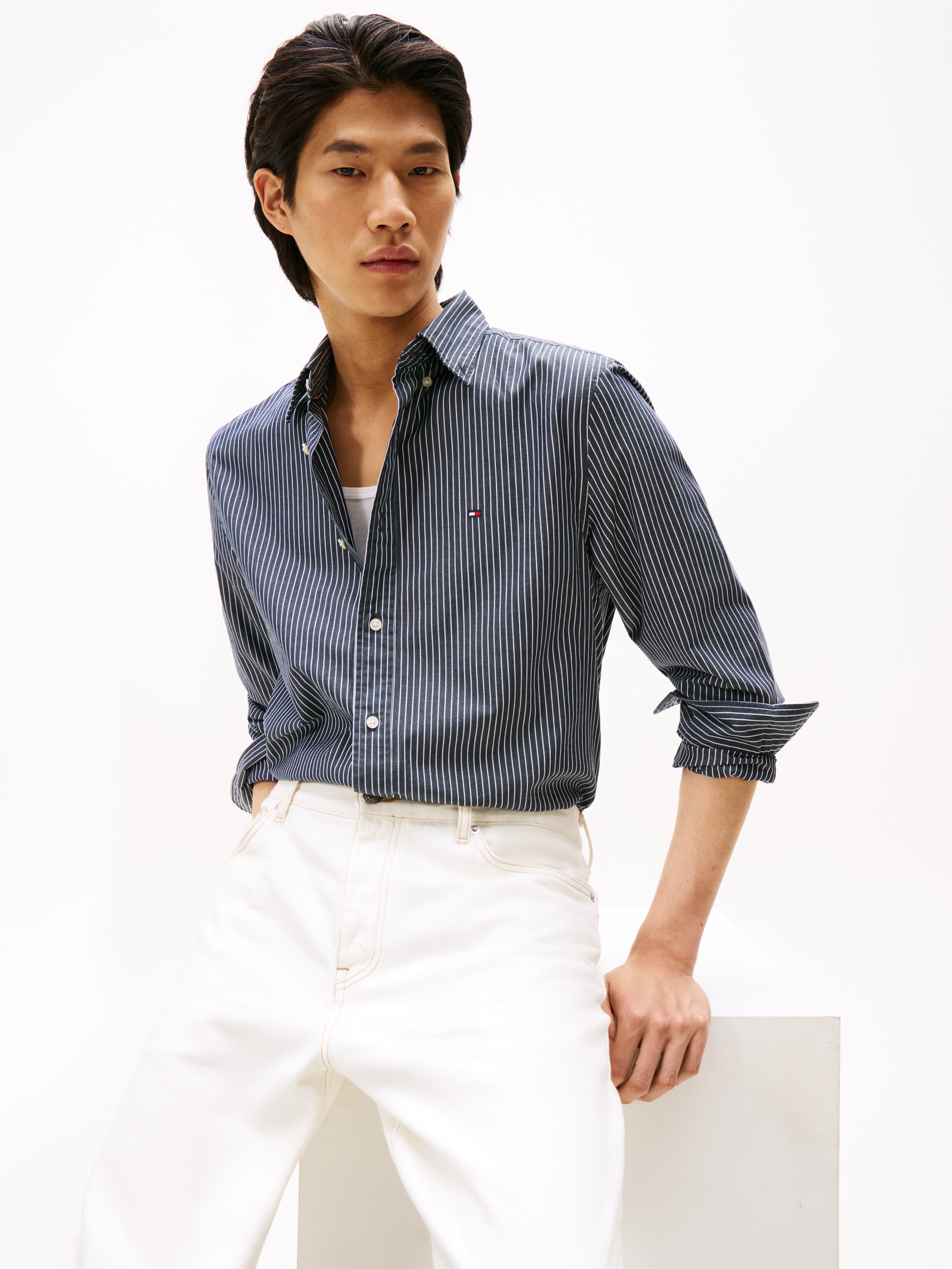 Tommy Hilfiger Langarmhemd »CORE HAIRLINE POPLIN«, regular fit, Button-down-Kragen, fein gestreift