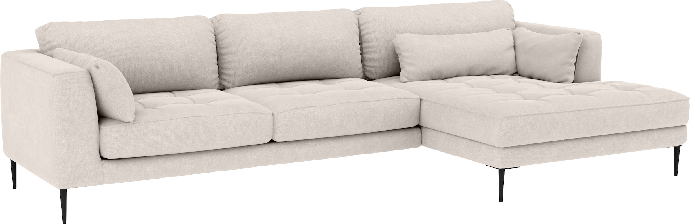 TRENDMANUFAKTUR Ecksofa »Luzi, wahlweise mit Schlaffunktion und Bettkasten bestellbar, L-Form«, Designsofa mit tollem Sitzkomfort, Metallfüße schwarz, Breite 280 cm