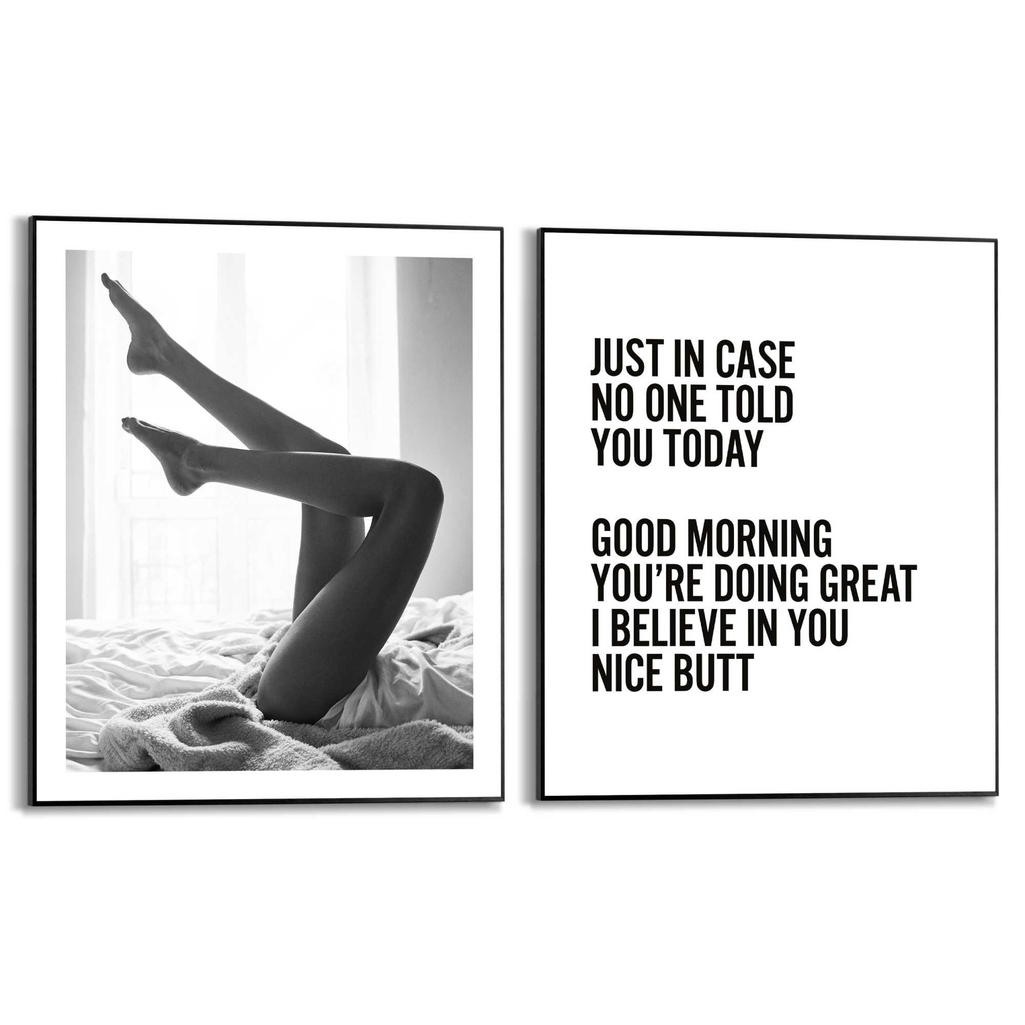 Reinders Poster "Body" Schlafzimmer - Good morning - Schwarz-Weiß - MDF - 40x50 cm
