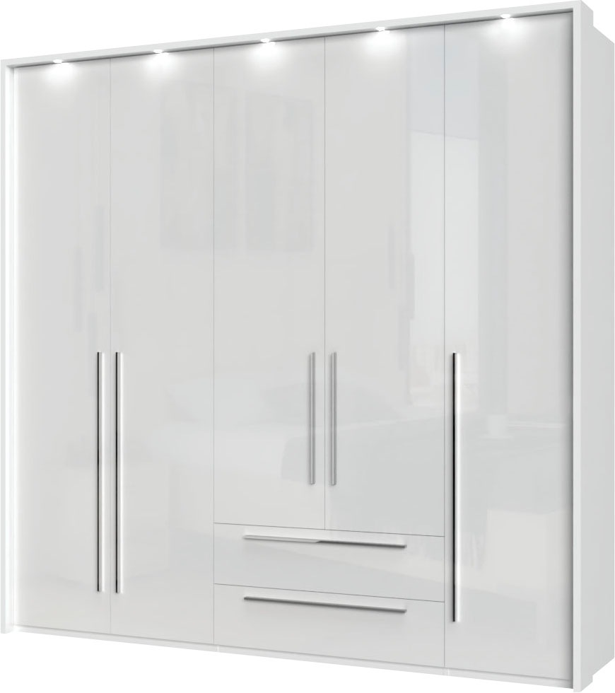 Places of Style Drehtürenschrank »Piano«, weiß, verschiedene Breiten mit 2 Schubladen, inklusive Beleuchtung