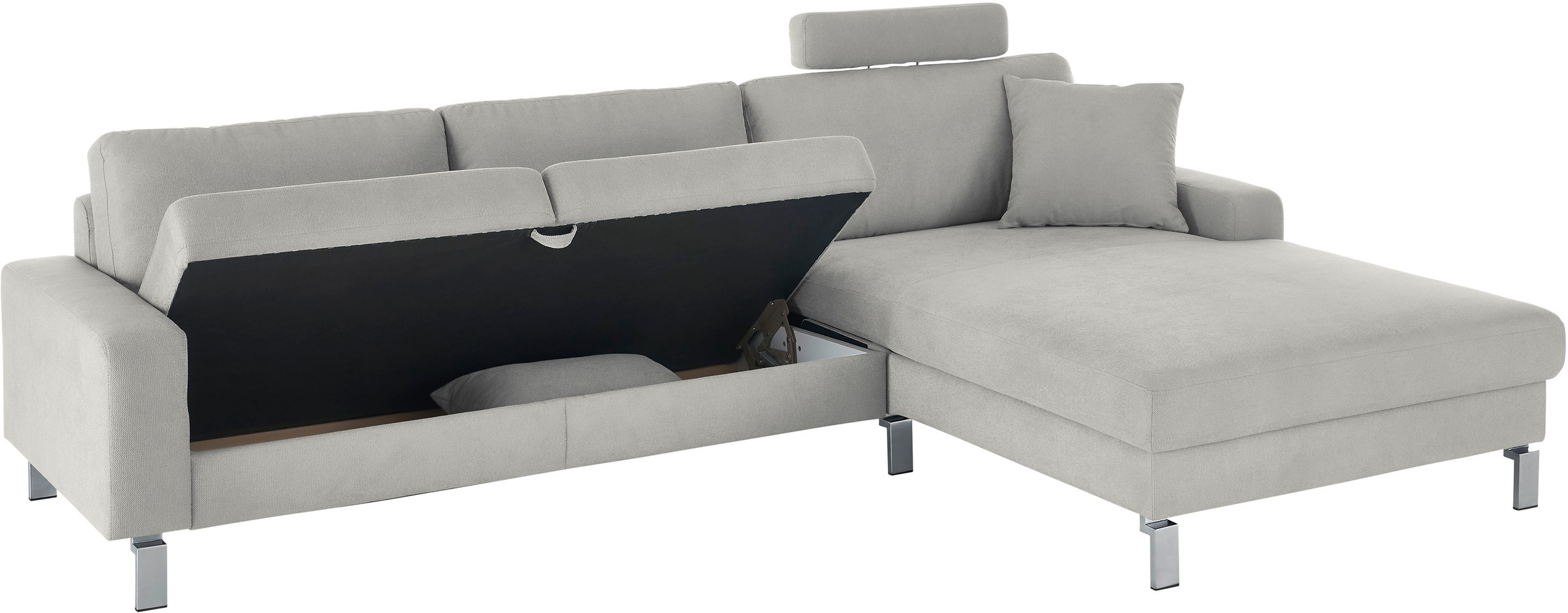 3C Candy Ecksofa »Lecce, wahlweise PUR-Schaumstoff oder Tonnentaschenfederkern«, Bett im 2,5-Sitzer, teilmotorische Schlaffunktion im Longchair, L-Form