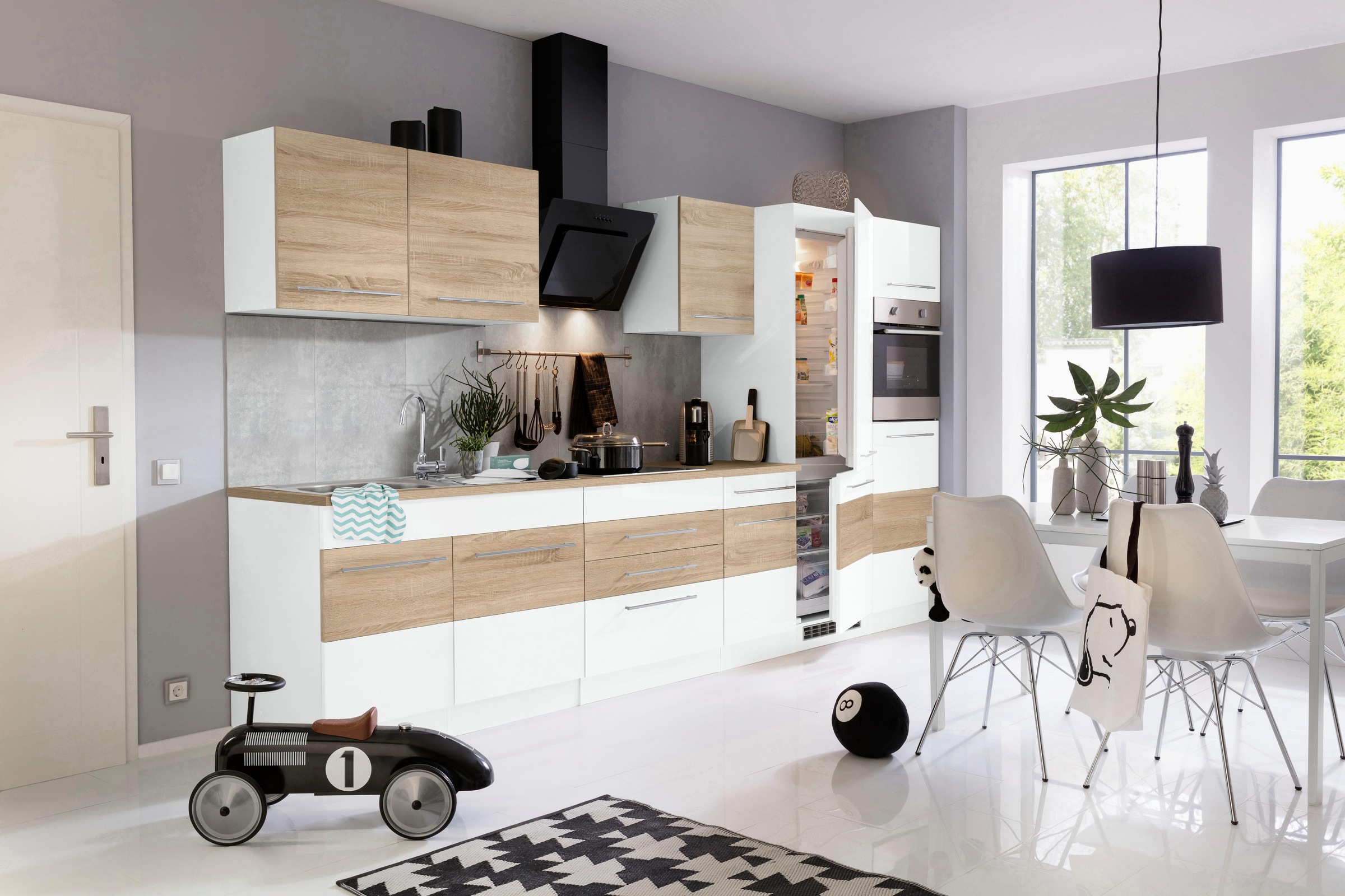 KOCHSTATION Küchenzeile »KS-Trient« Breite 350 cm, wahlweise mit E-Geräten, mit Arbeitsplatte