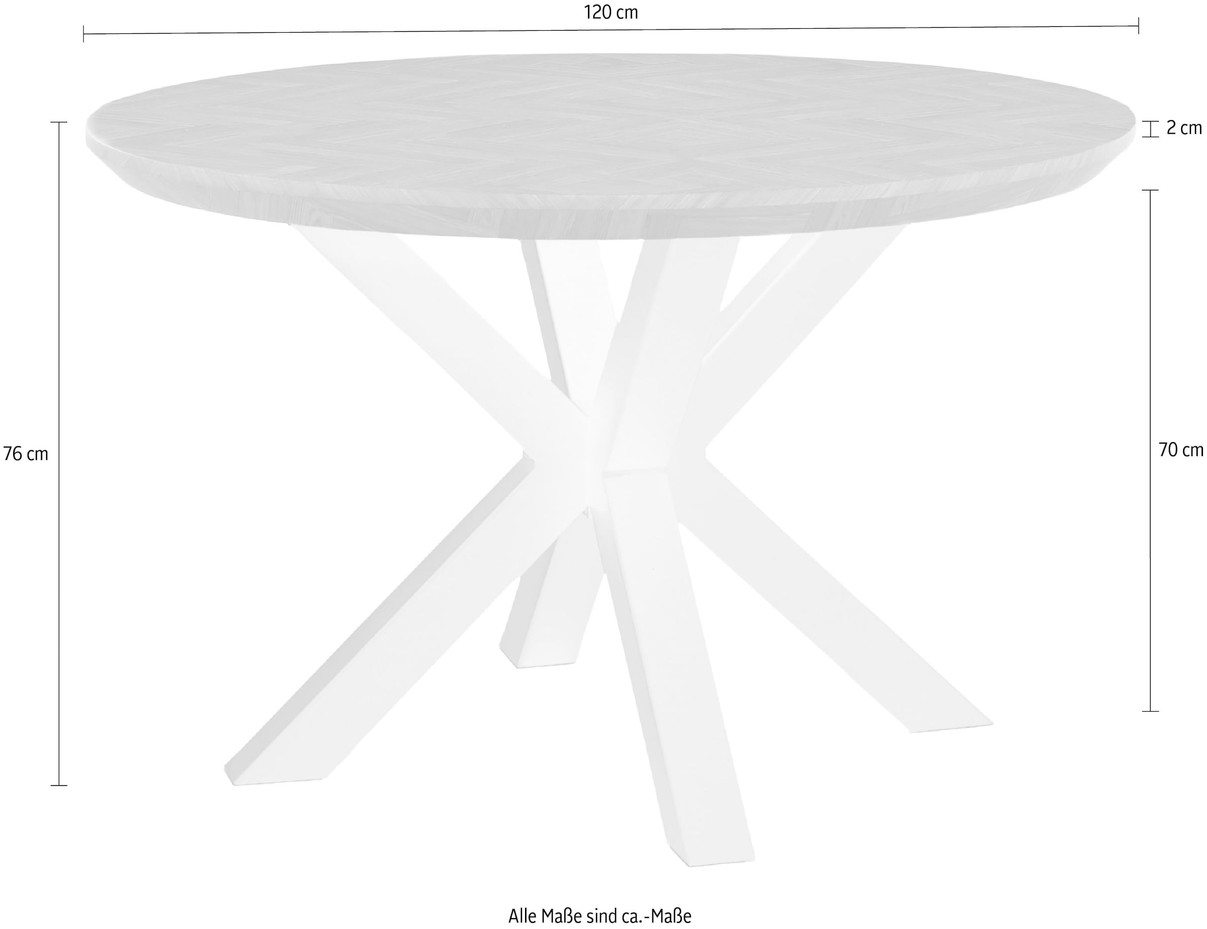 Jockenhöfer Gruppe Esstisch »Oakland«, rund, 120cm ø, Parkettoptik., Metalluntergestell
