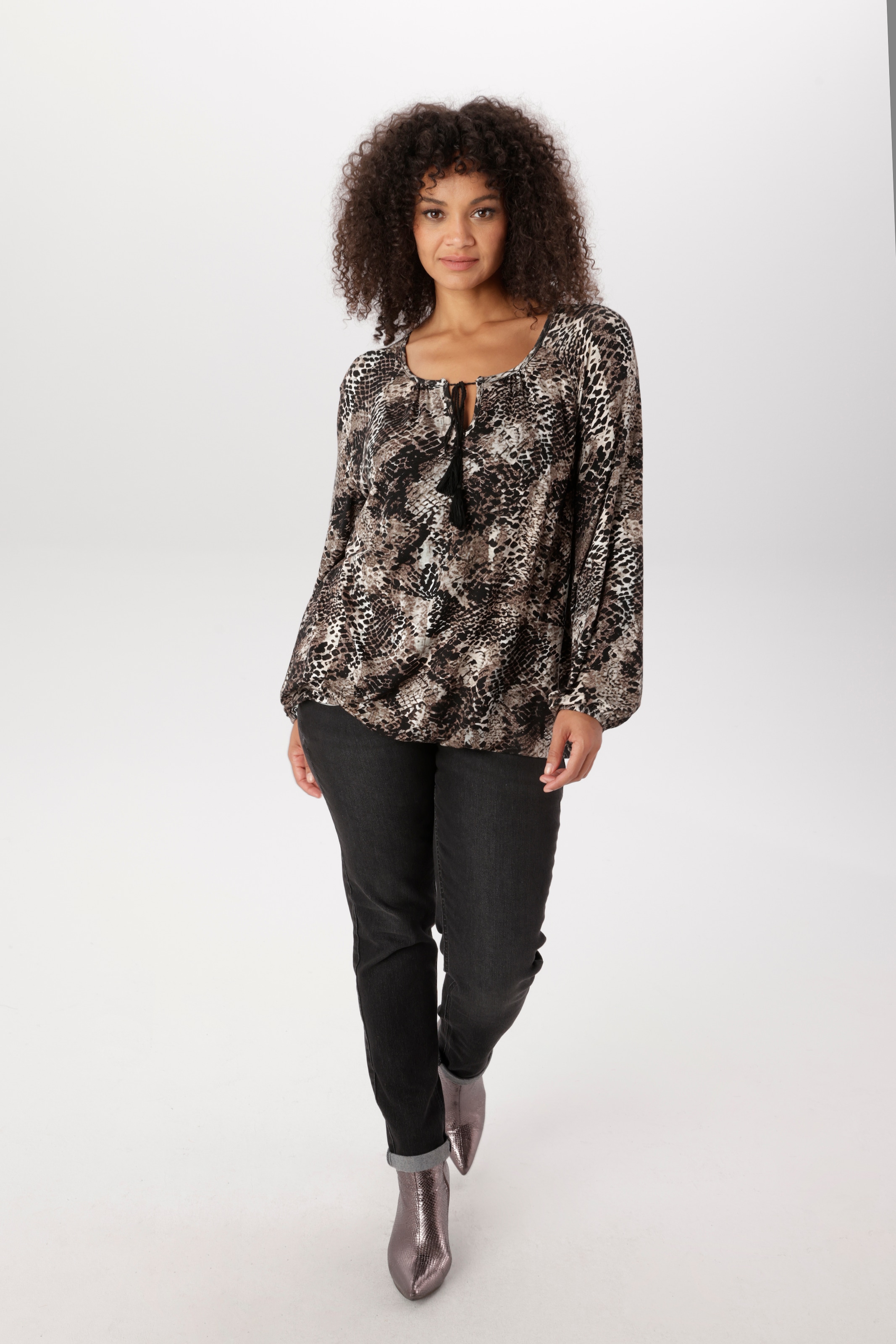 Aniston PLUS Langarmshirt in modischem Schlangendruck - NEUE KOLLEKTION