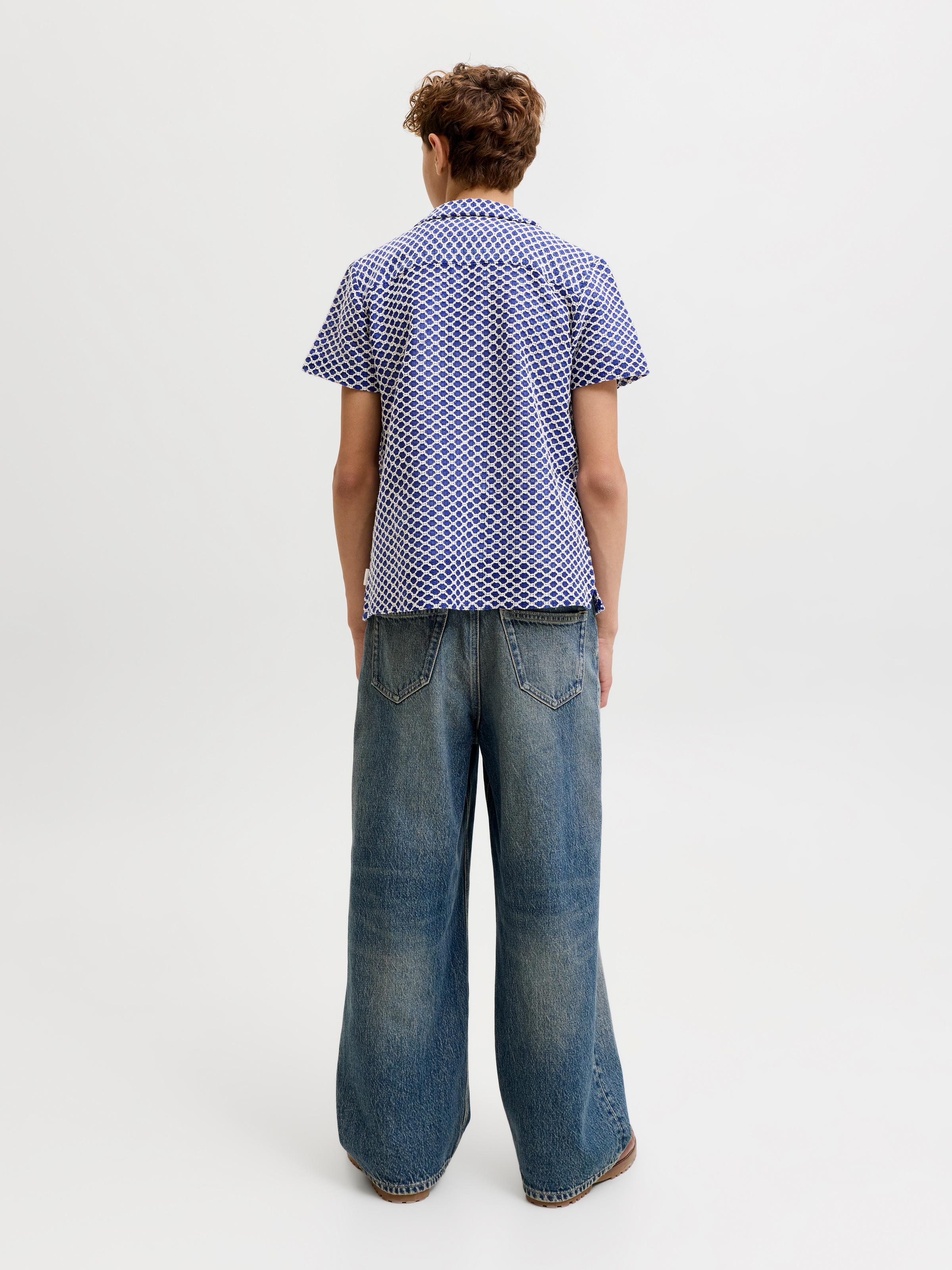 Jack & Jones Junior Kurzarmhemd »JORMONTAUK CROCHET SHIRT SS SA26 JNR« Baumwollmischung, locker geschnitten
